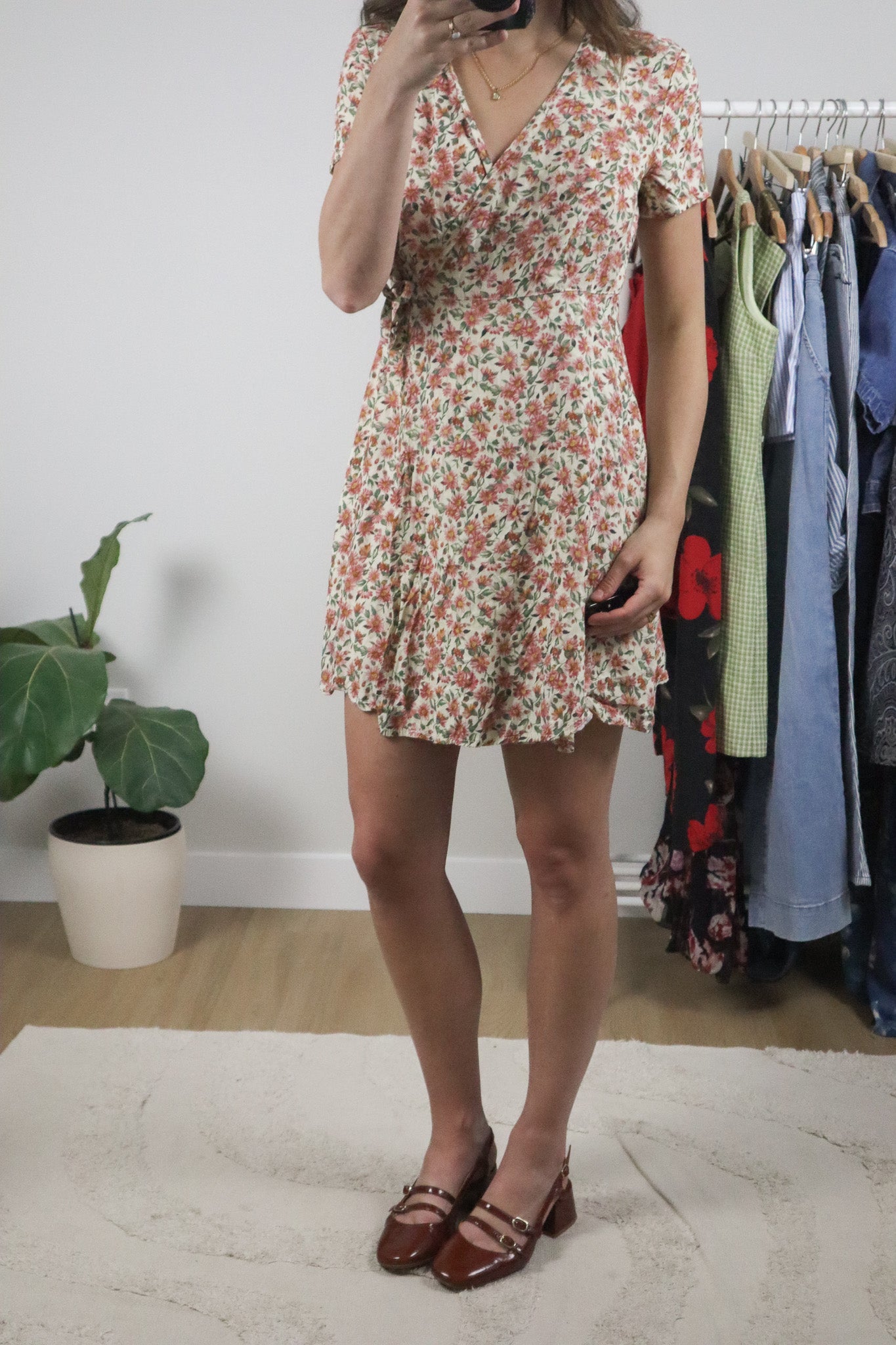 Made in USA x Vintage x Mini Wrap Floral Dress (S)
