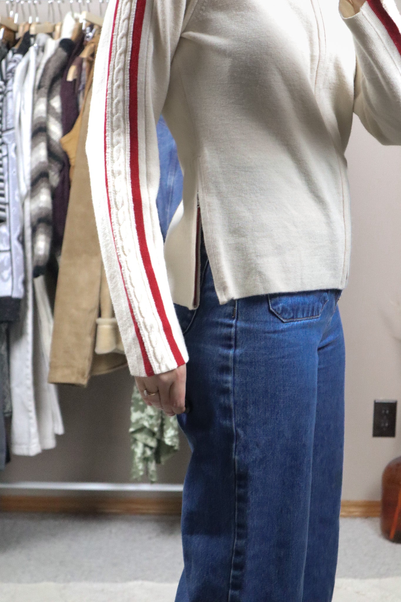 Vintage x Wool Blend Strip Zip Up (S/M)