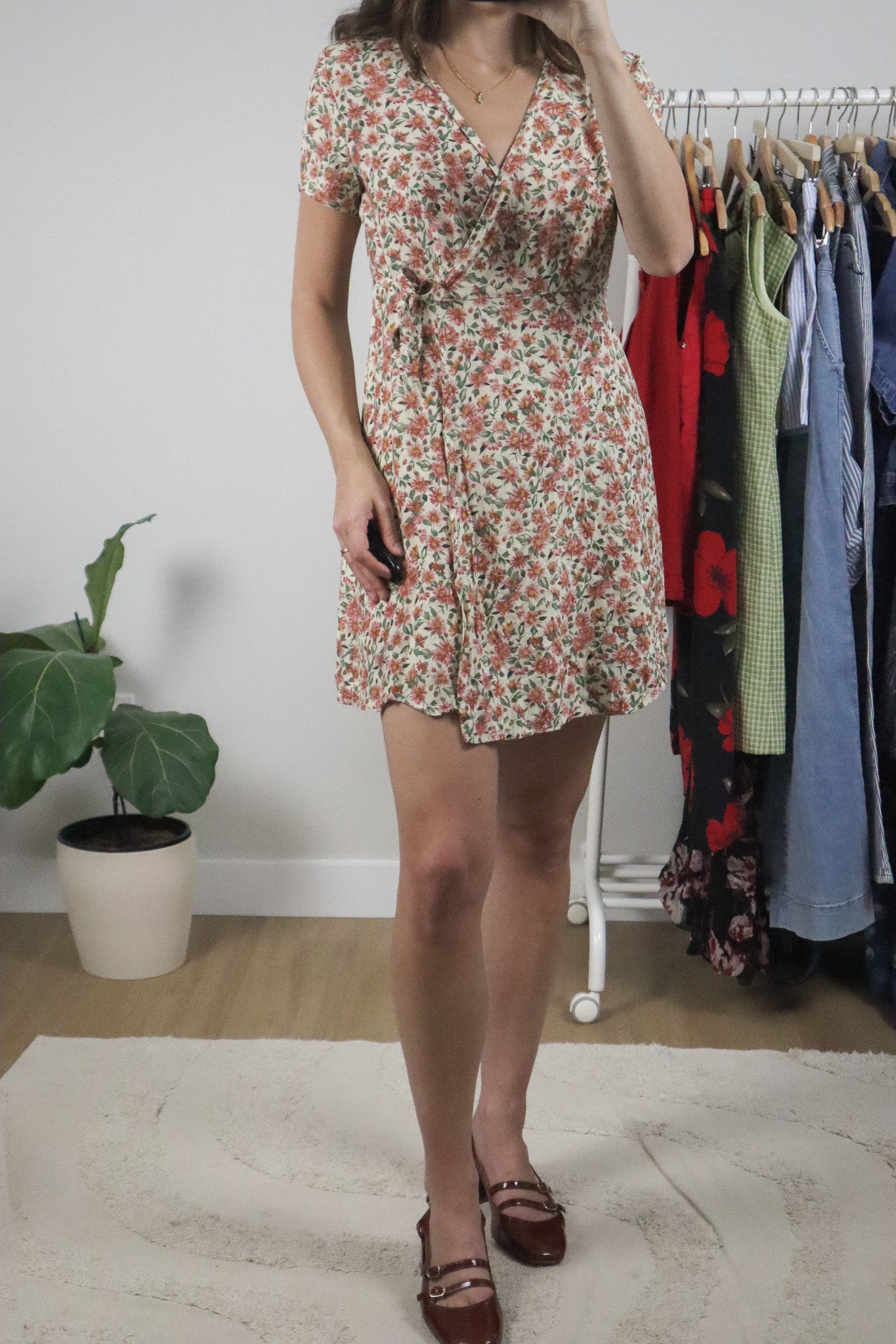 Made in USA x Vintage x Mini Wrap Floral Dress (S)