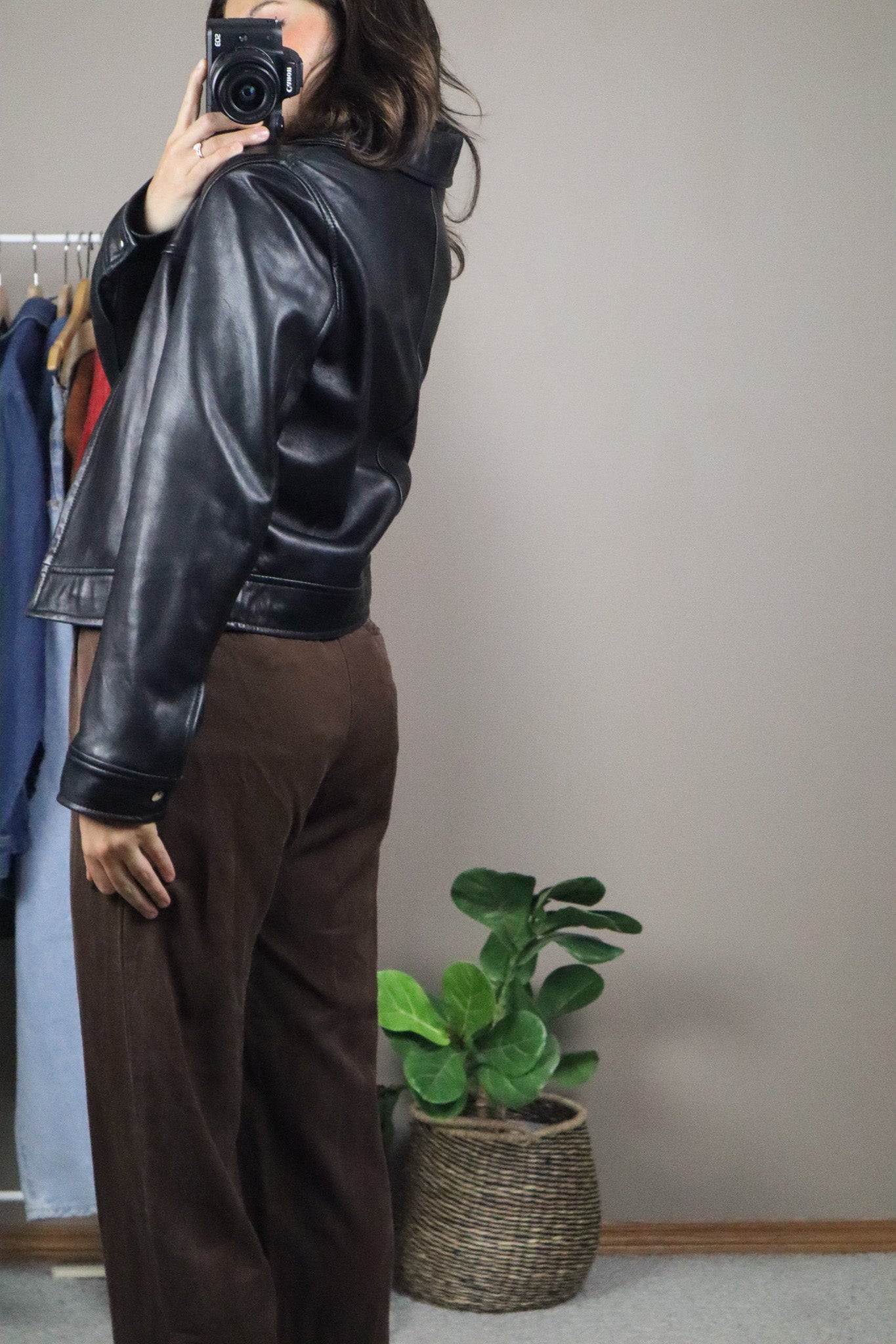 Made in Canada x Vintage x Cropped Leather Jacket (XS)