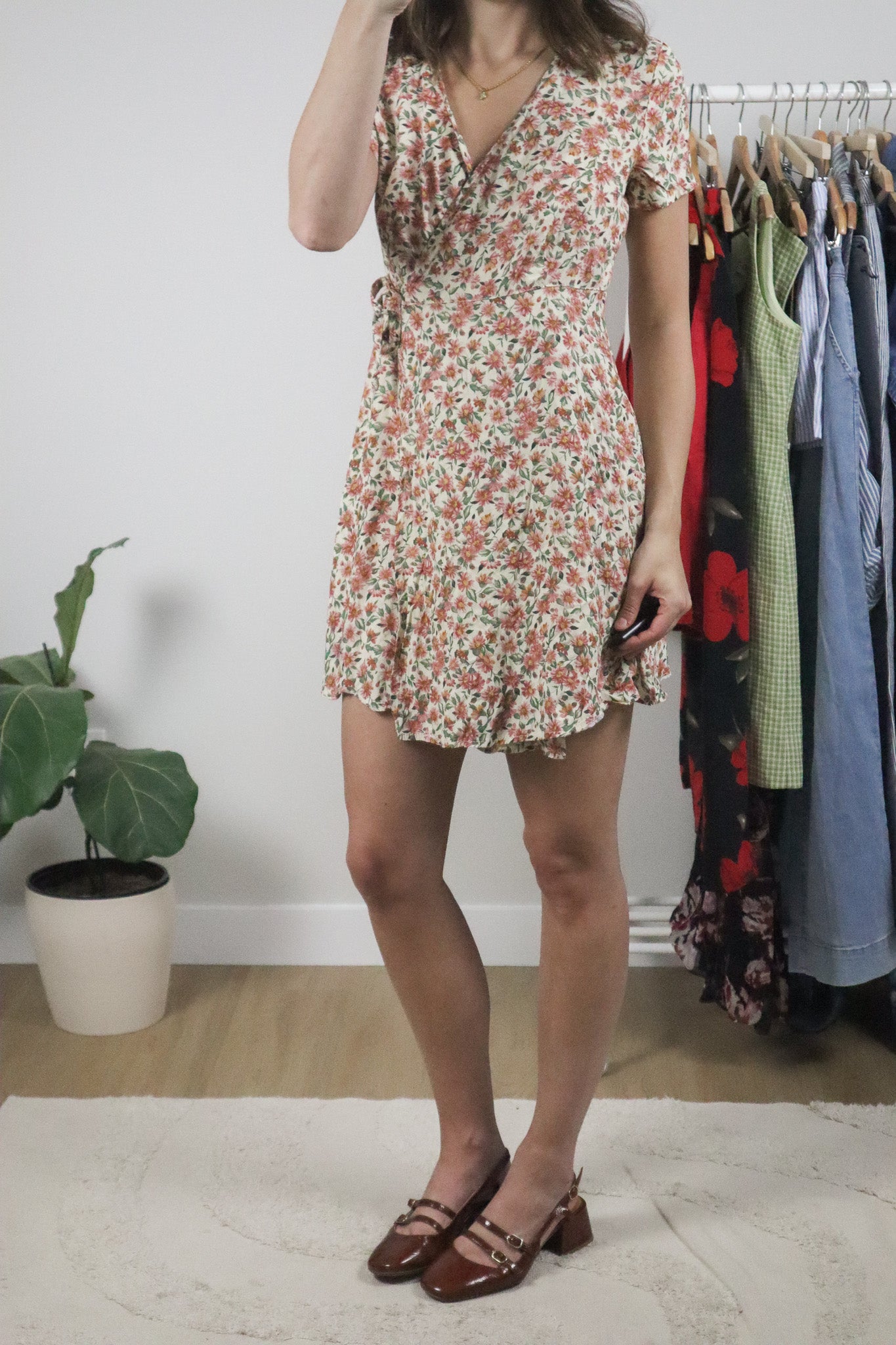 Made in USA x Vintage x Mini Wrap Floral Dress (S)