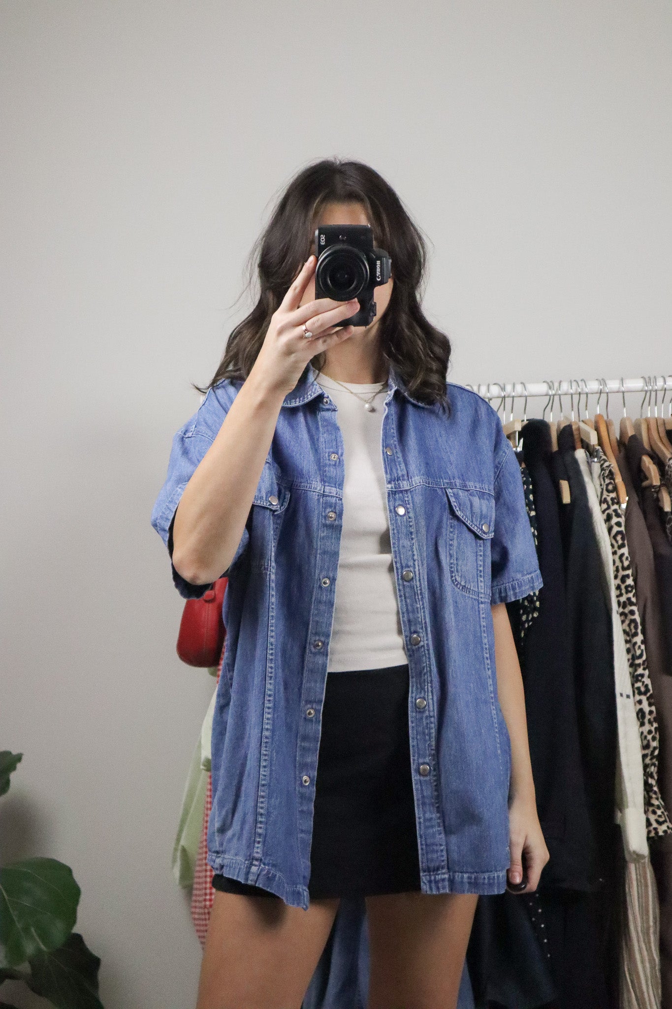 Vintage x Denim Short-Sleeve Button Up (L-XL)