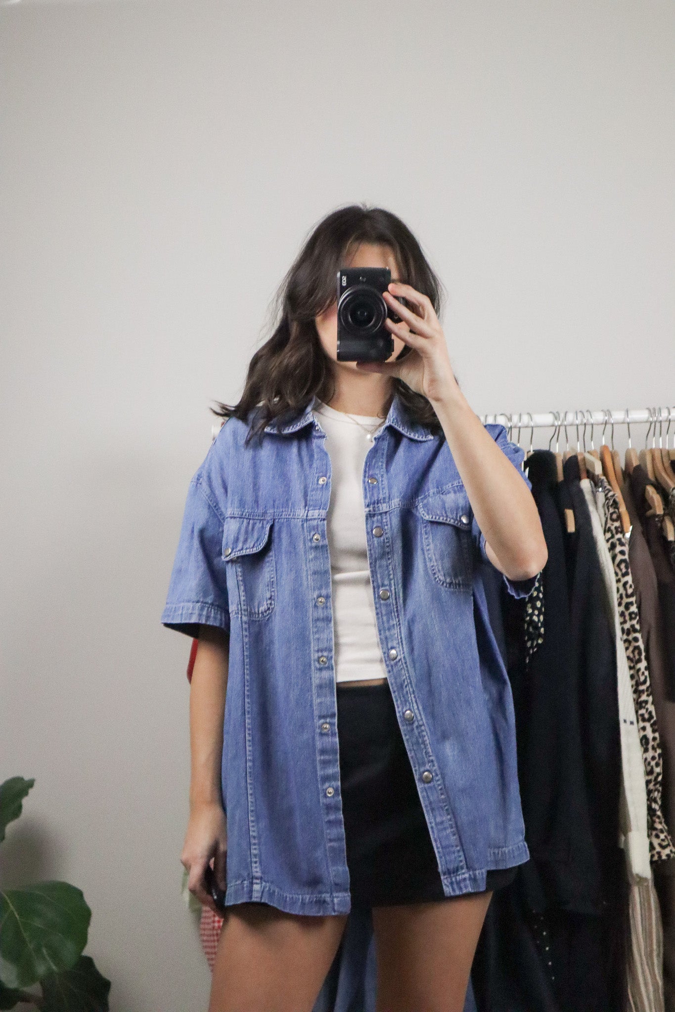 Vintage x Denim Short-Sleeve Button Up (L-XL)