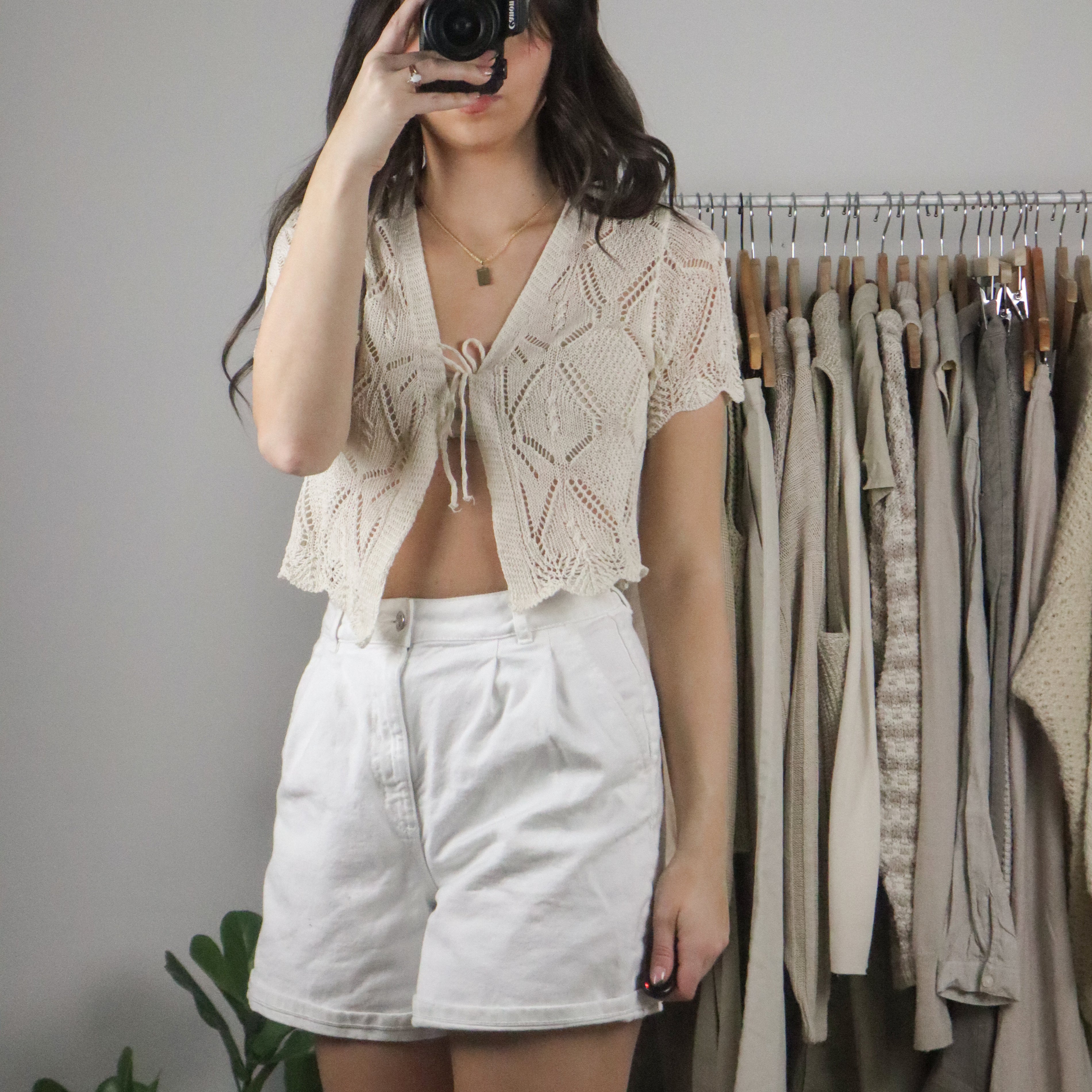 Vintage x Short-Sleeve Tie Top (S)
