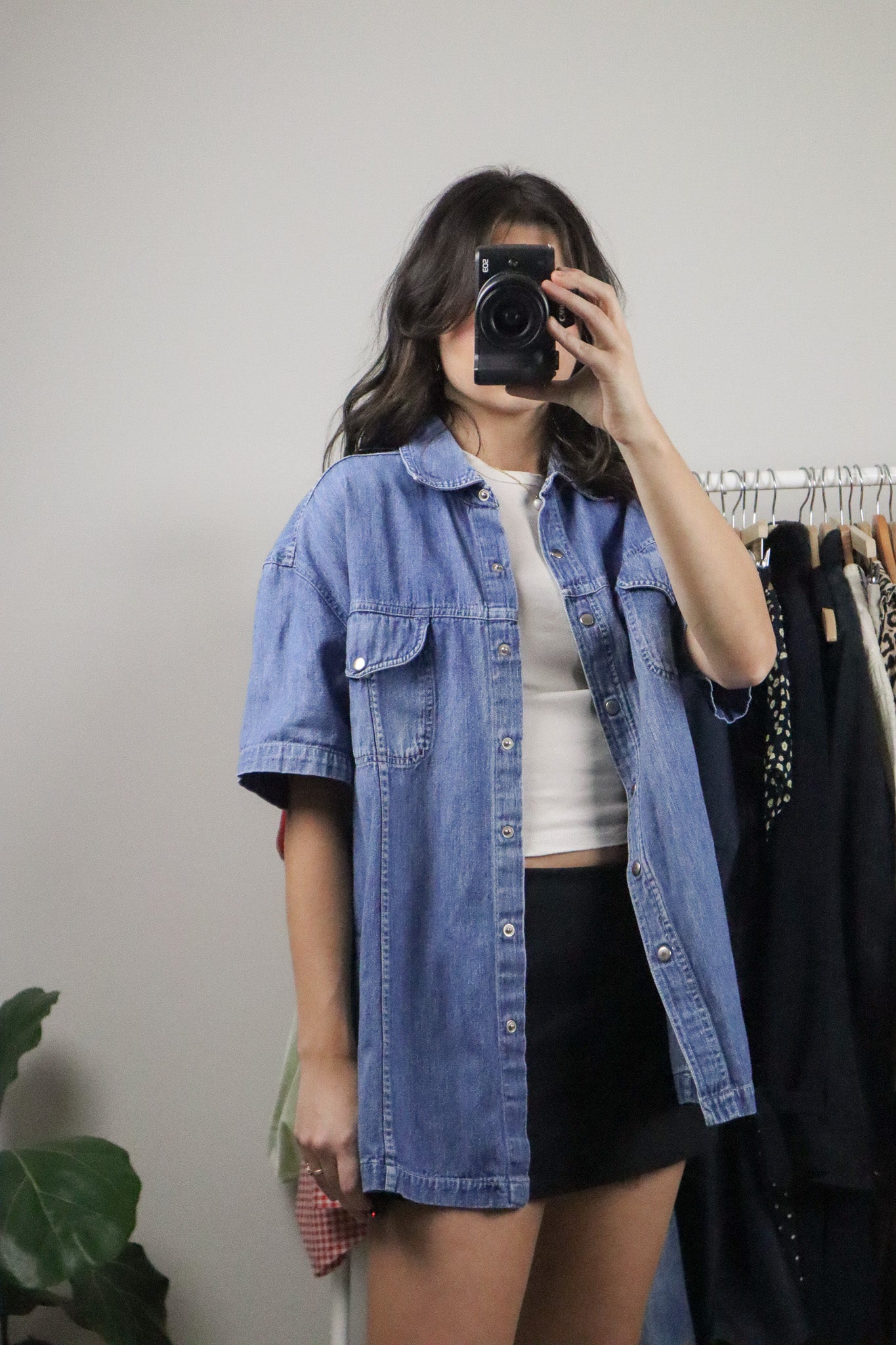 Vintage x Denim Short-Sleeve Button Up (L-XL)