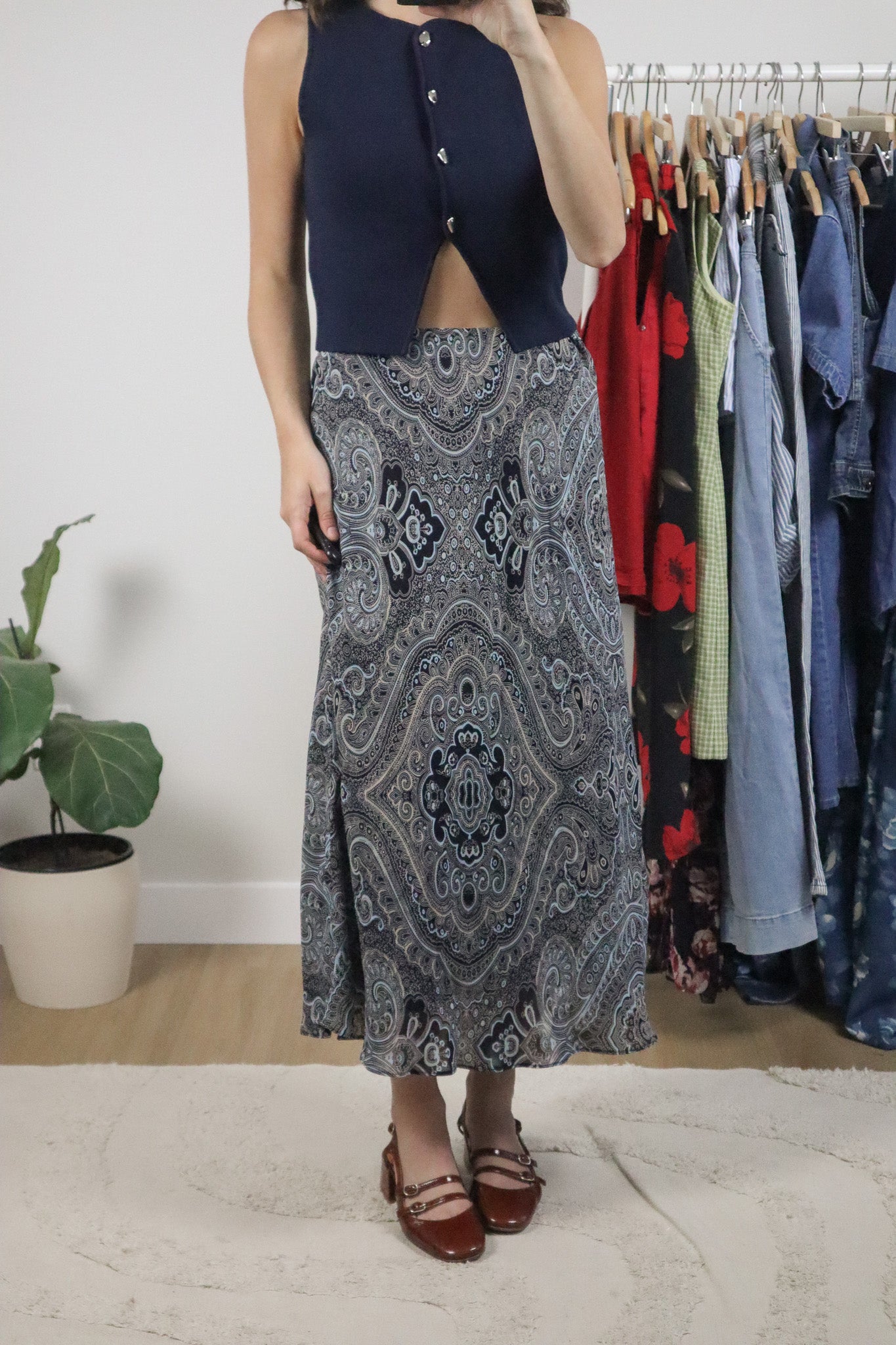 Made in Canada x Vintage x Patterned Maxi Skirt (8/10)