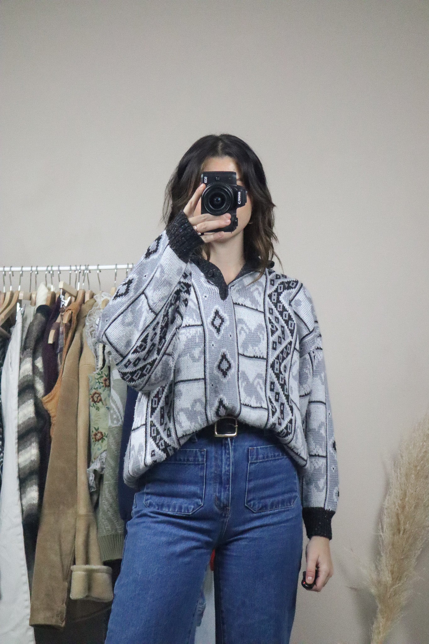 Vintage x Patterned Collared Knit (M)