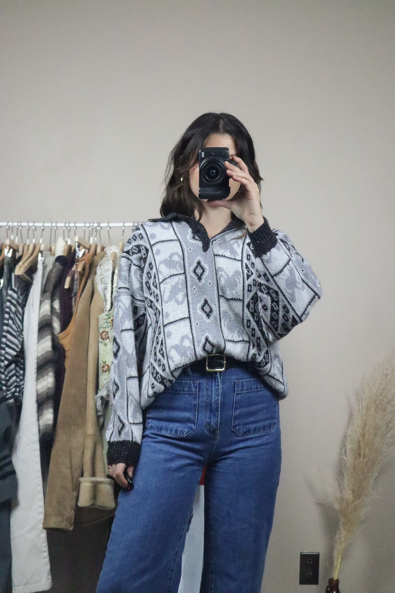 Vintage x Patterned Collared Knit (M)