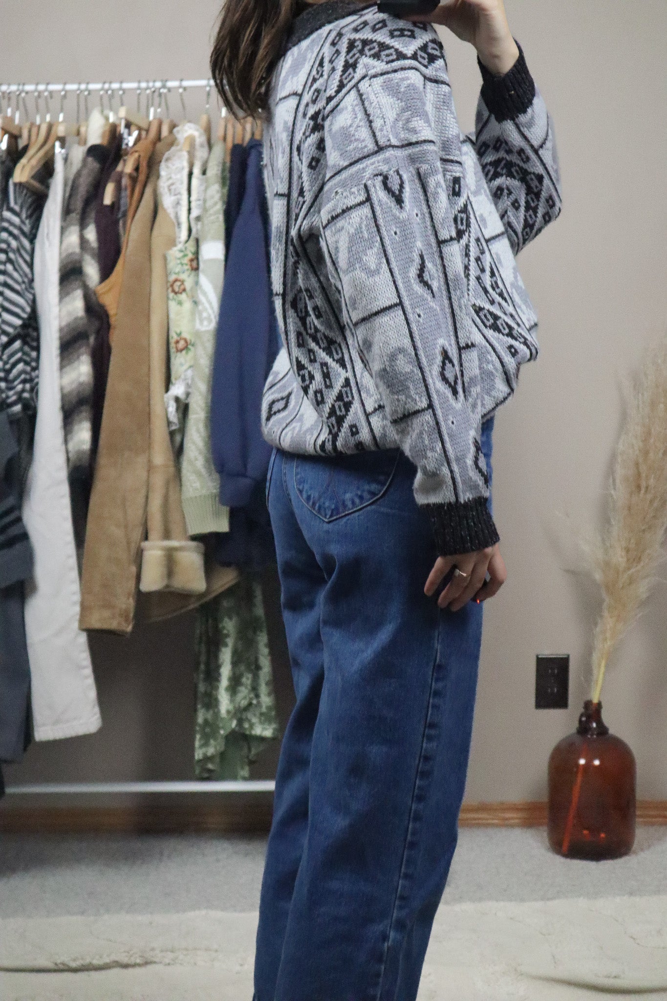 Vintage x Patterned Collared Knit (M)