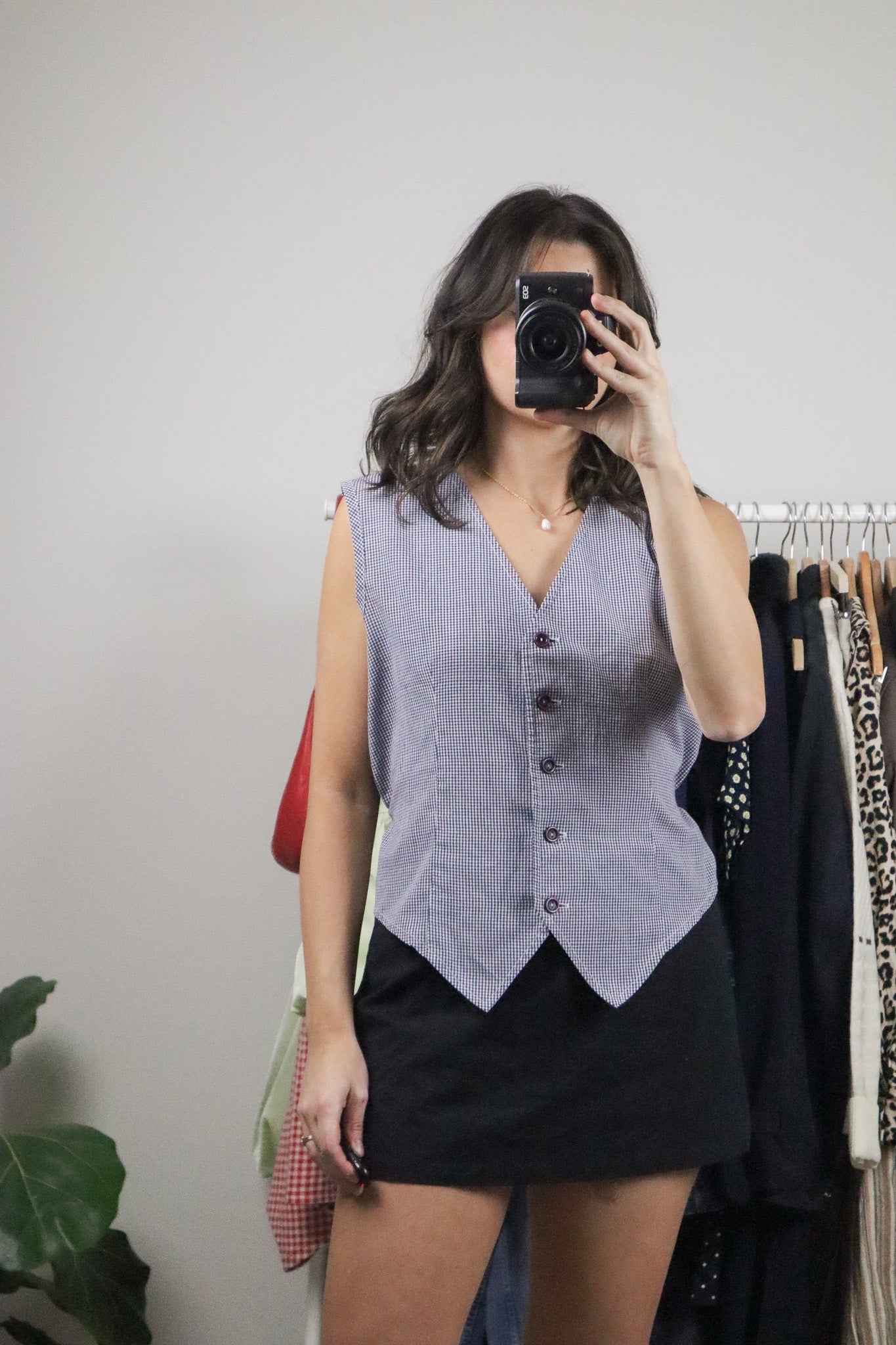 Vintage x Gingham Tie Up Vest (M)