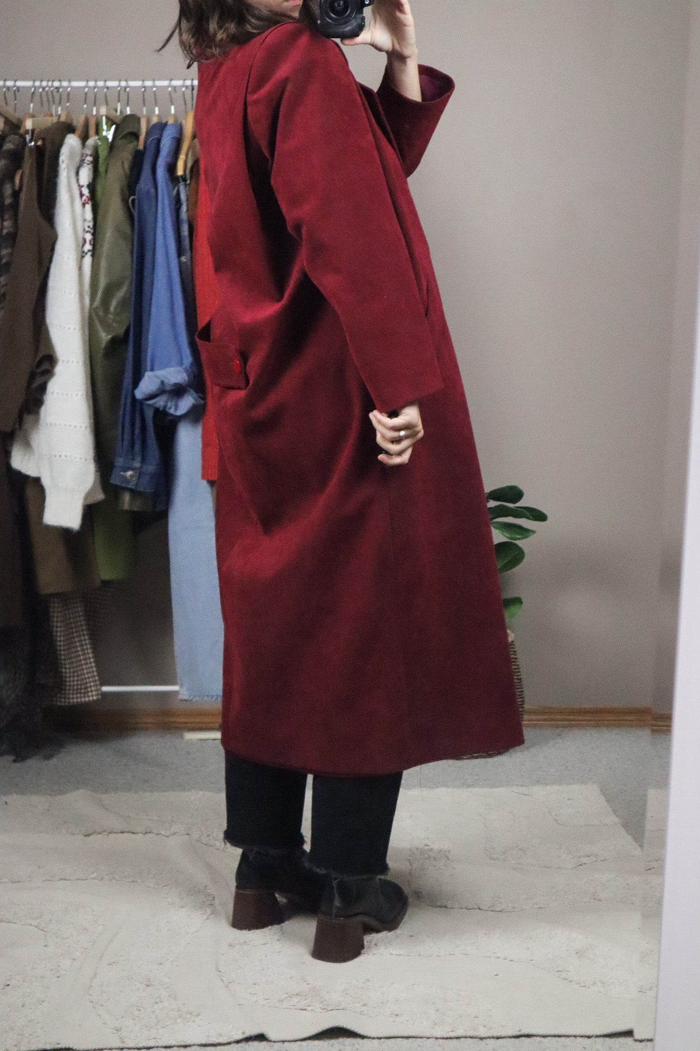 Vintage x Faux Suede Trench Coat (M)