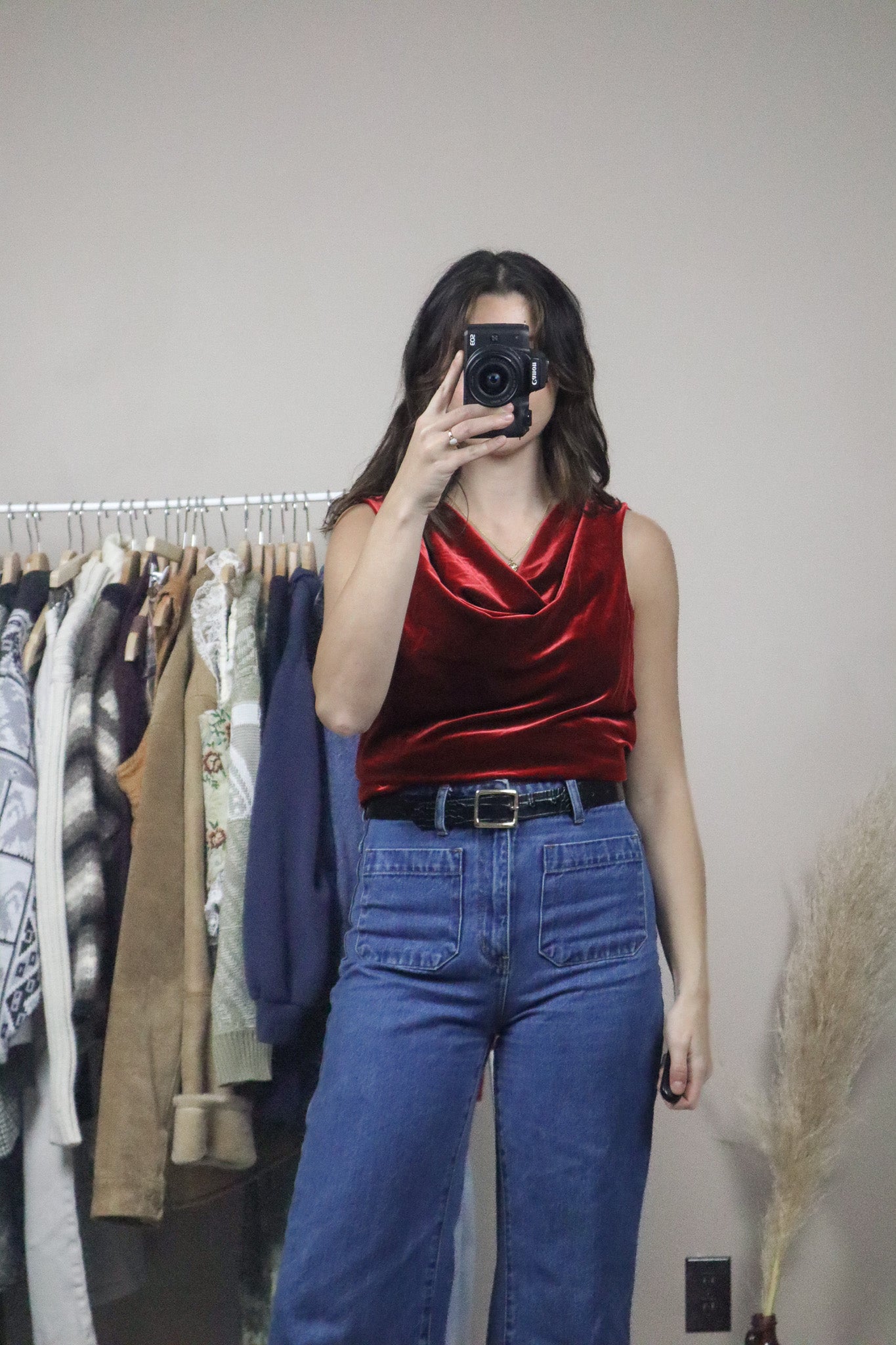 Made in Canada x Vintage x Velvet Cowl Neck (M)