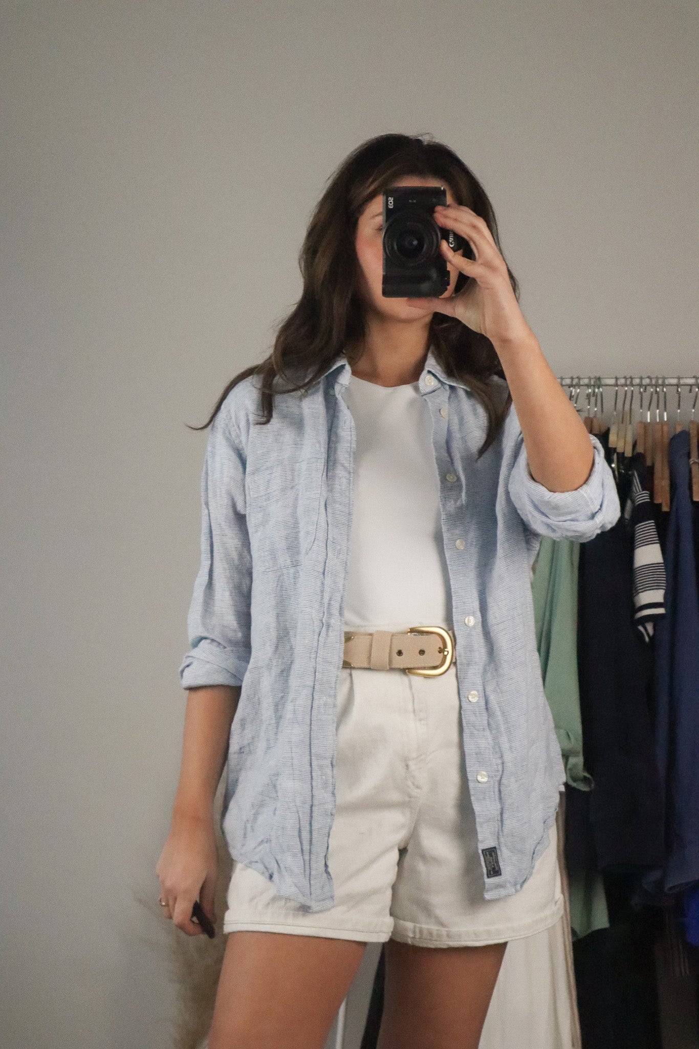 Modern x Linen Striped Button Up (M)