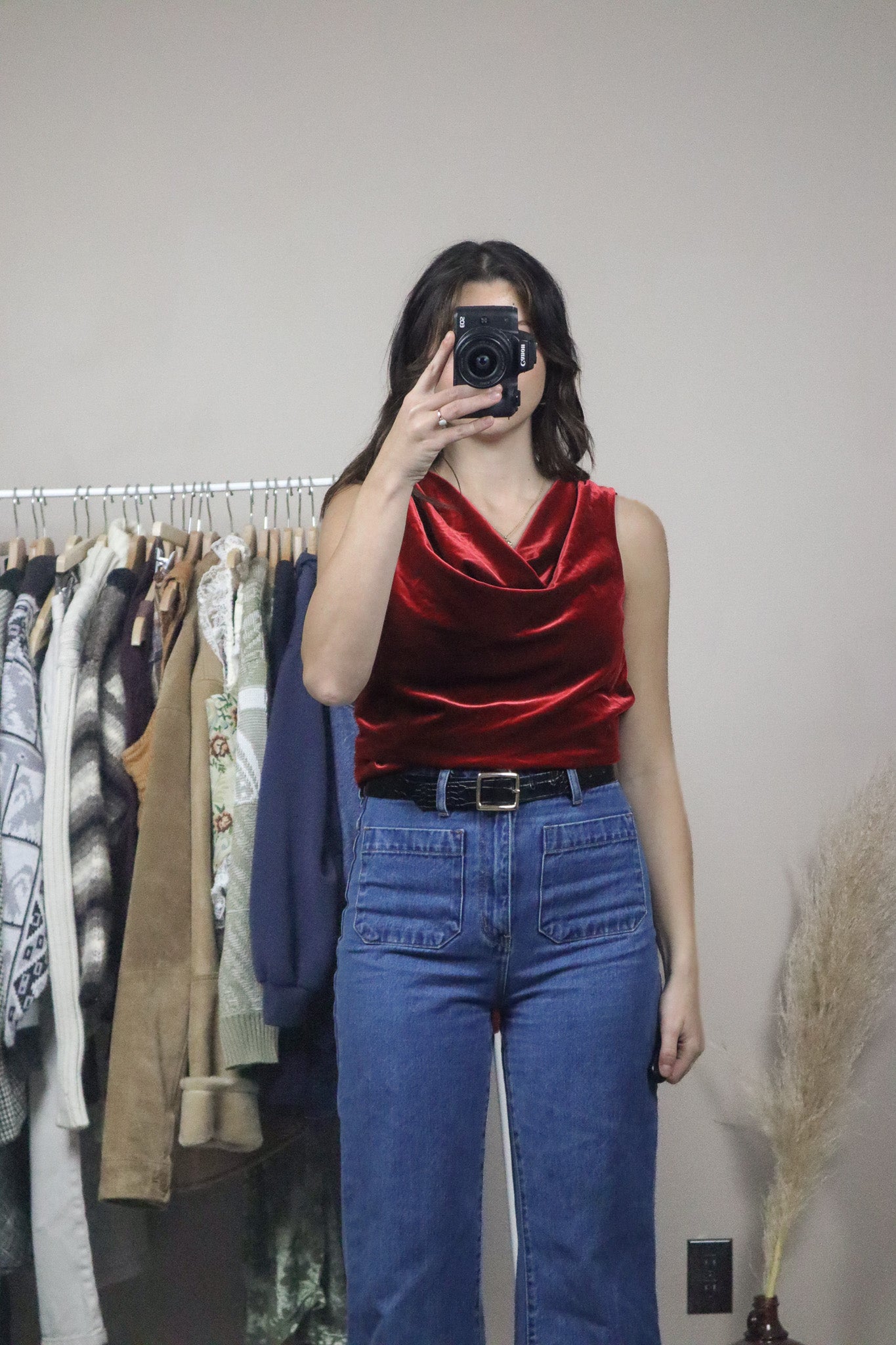 Made in Canada x Vintage x Velvet Cowl Neck (M)