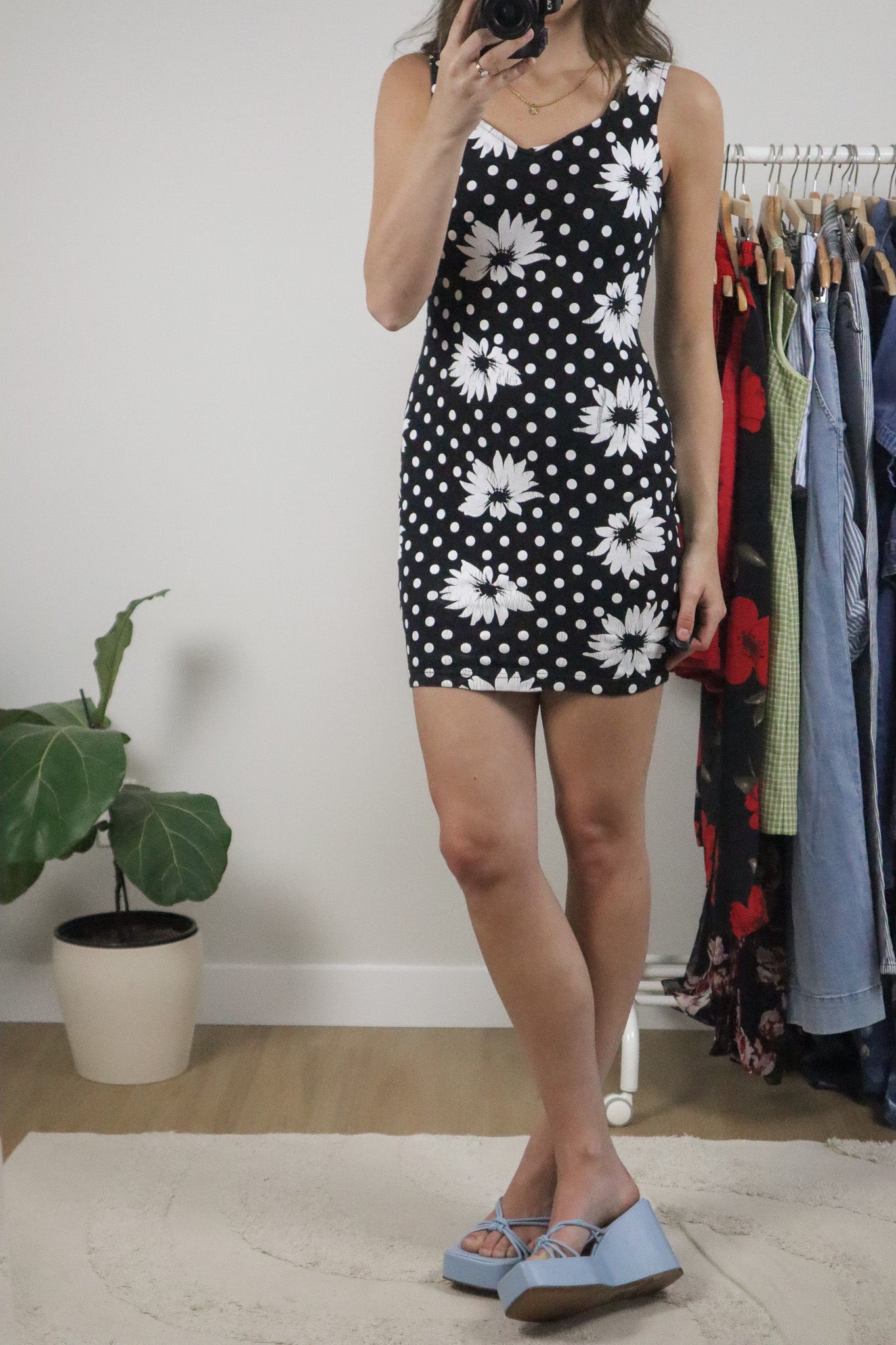 Vintage x Polkadot Flower Dress (S)