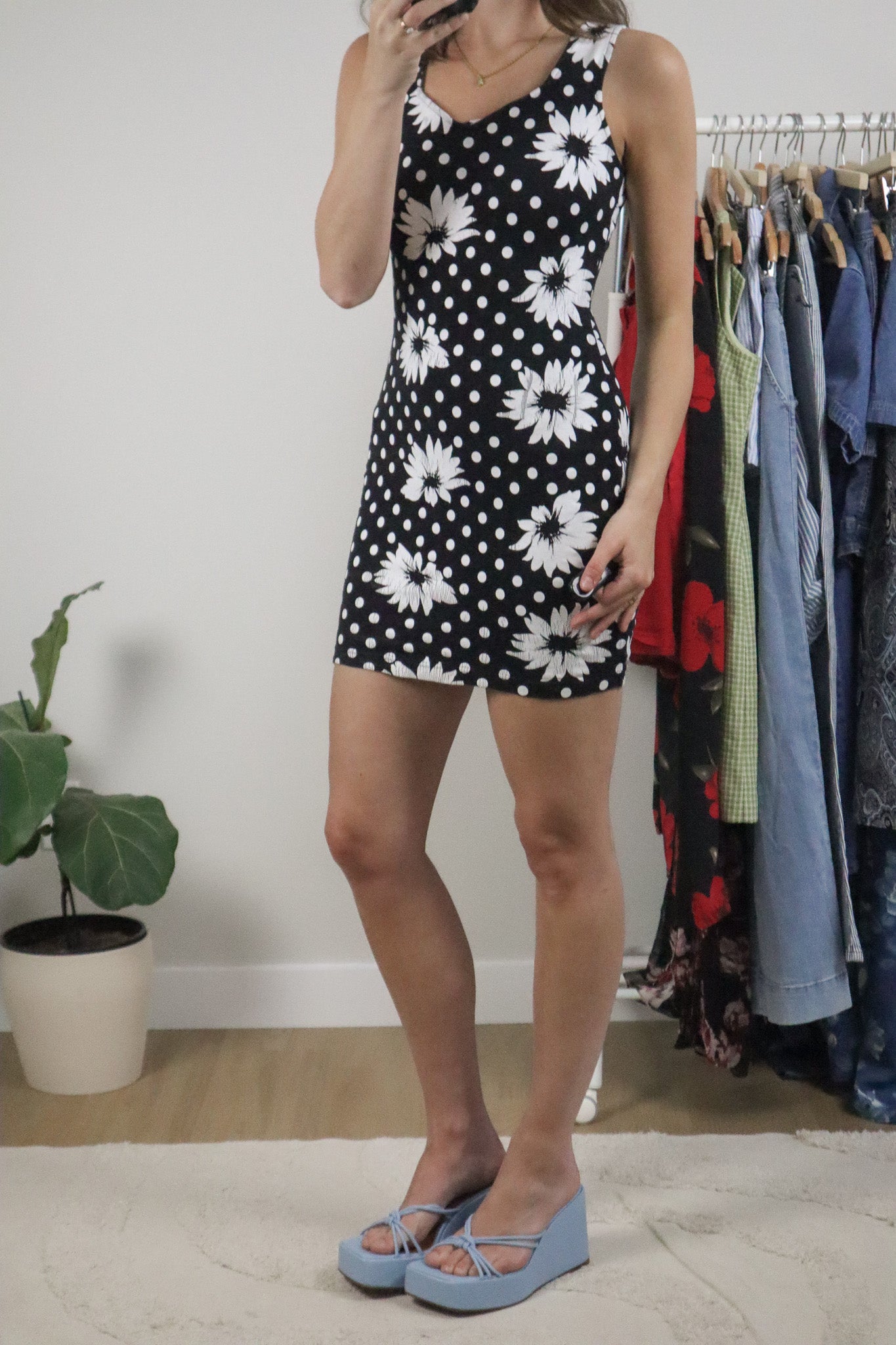 Vintage x Polkadot Flower Dress (S)