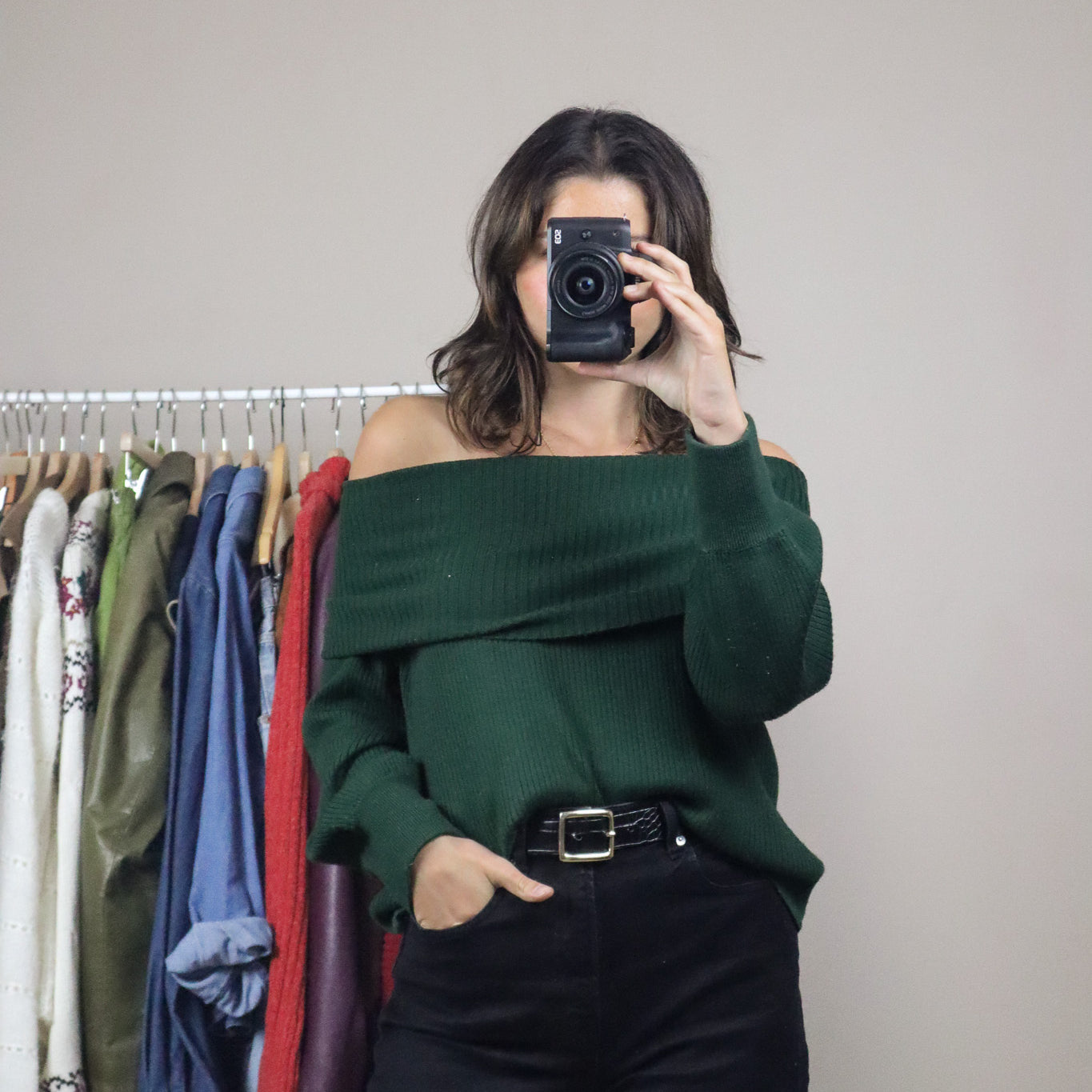 Modern x Wool Blend Off The Shoulder Long-sleeve (XS/S)