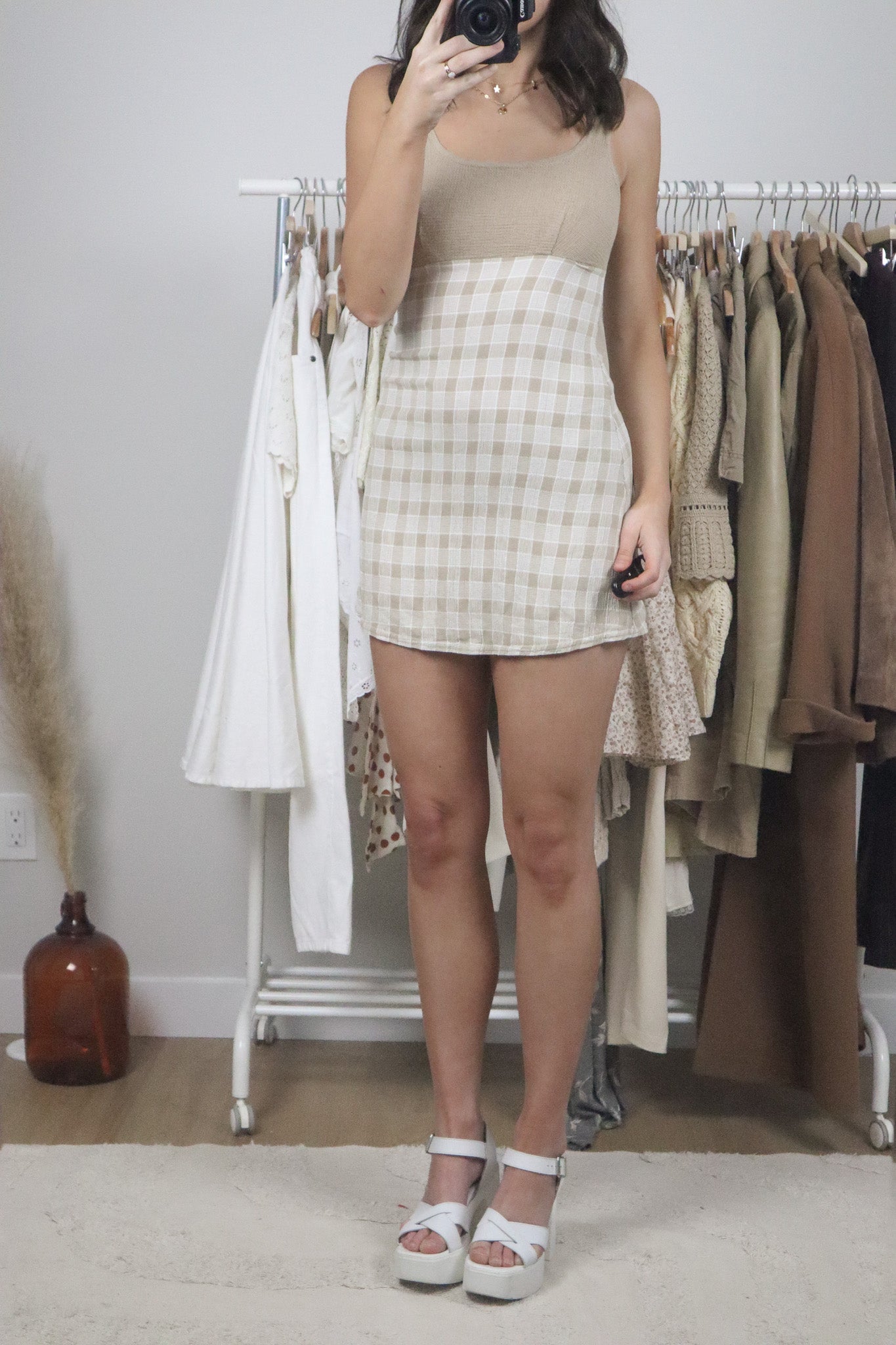 Made in USA x Vintage x Plaid Mini Dress (XXS/XS)