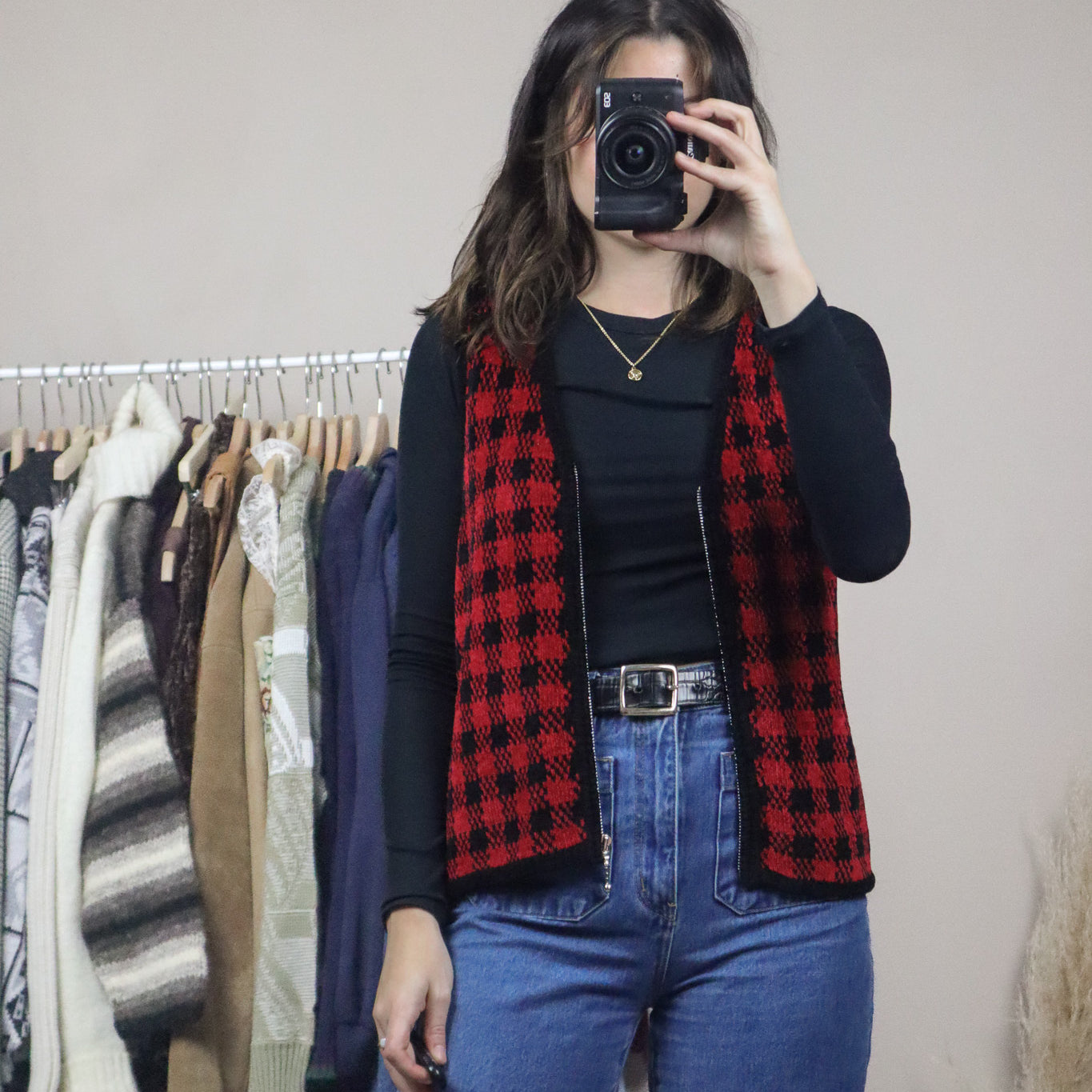 Vintage x Chenille Houndstooth Vest (S)