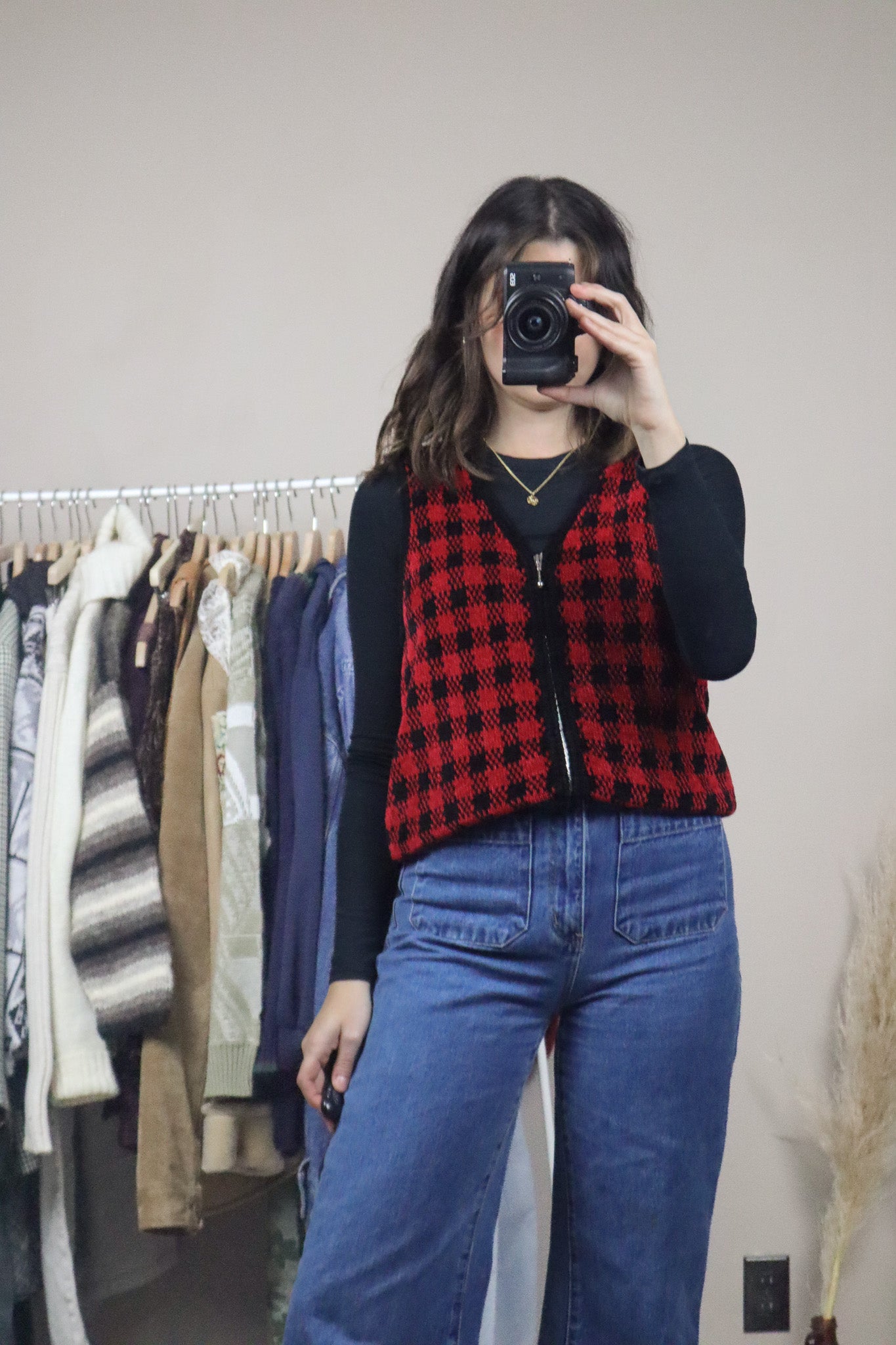 Vintage x Chenille Houndstooth Vest (S)