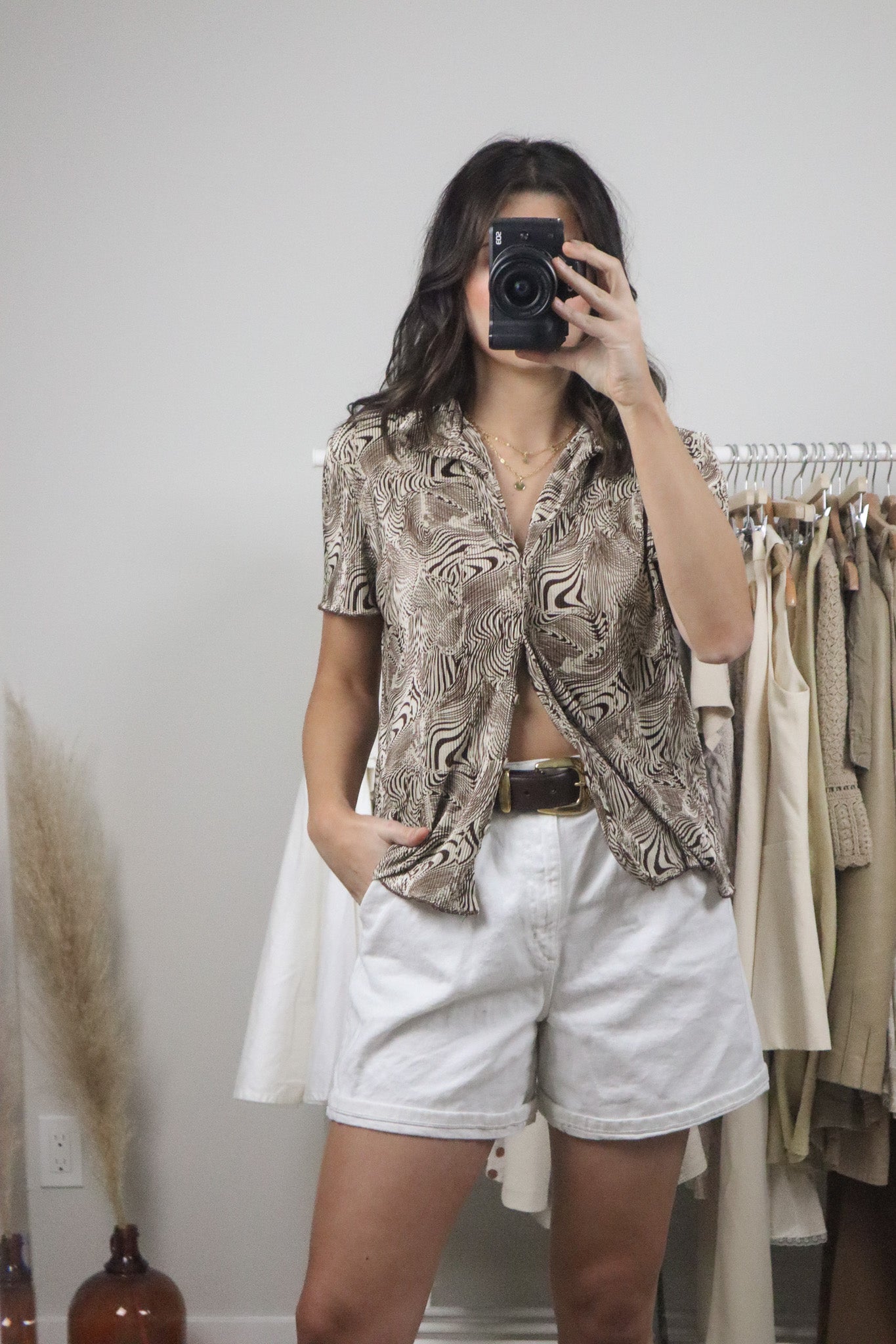 Made in Canada x Vintage x Patterned Blouse (M)
