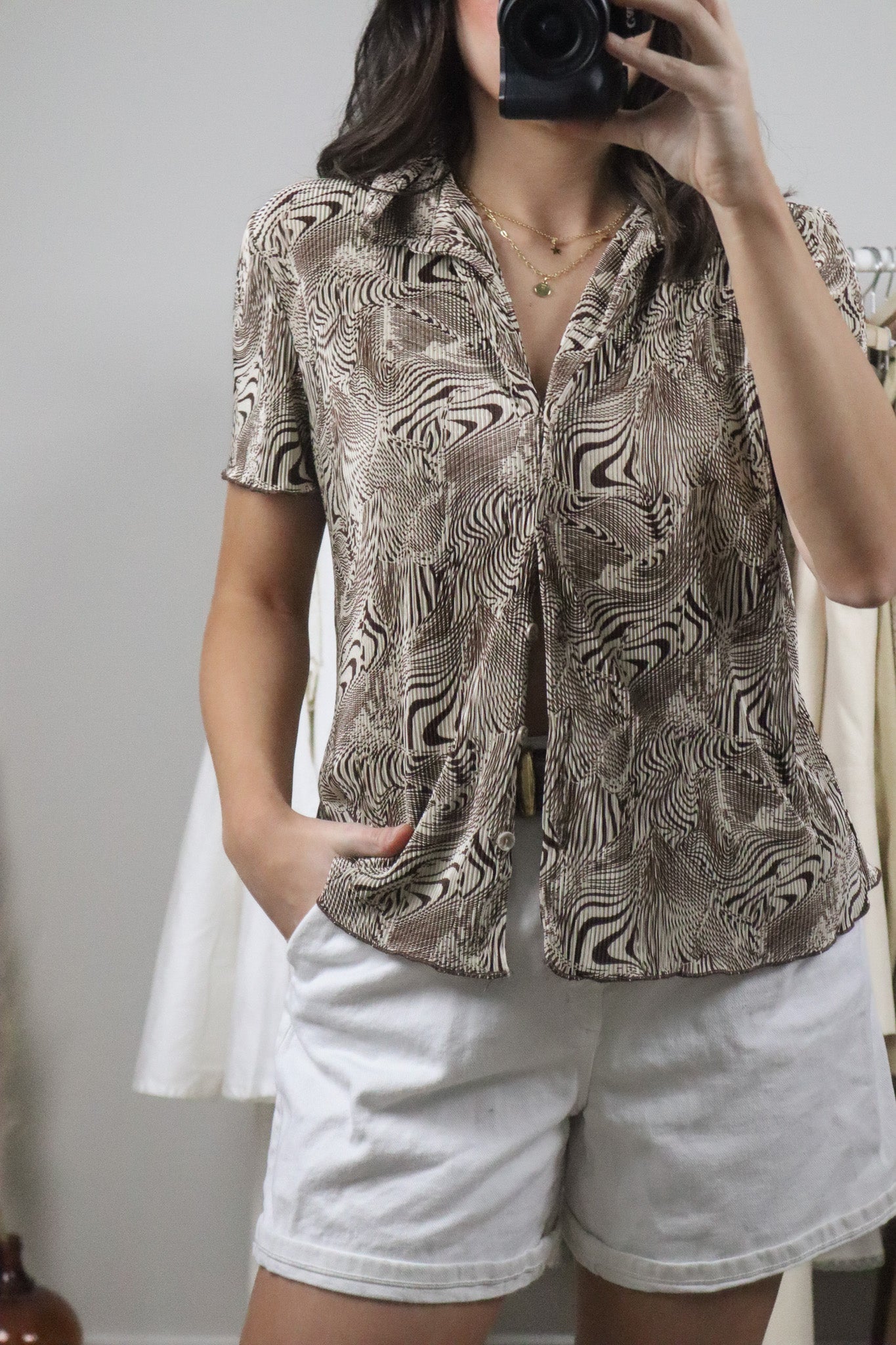 Made in Canada x Vintage x Patterned Blouse (M)