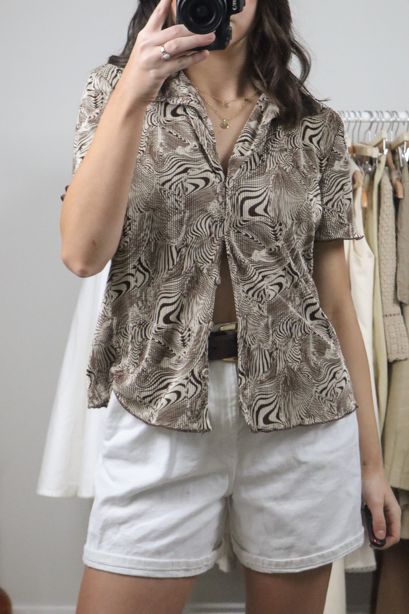 Made in Canada x Vintage x Patterned Blouse (M)