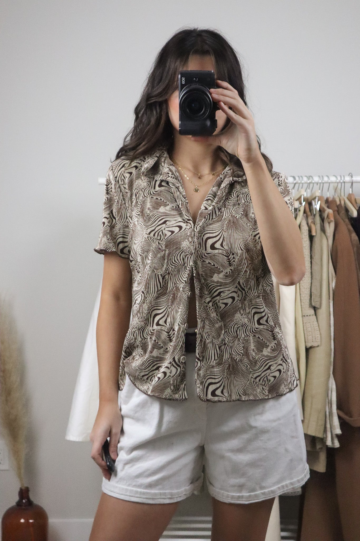 Made in Canada x Vintage x Patterned Blouse (M)