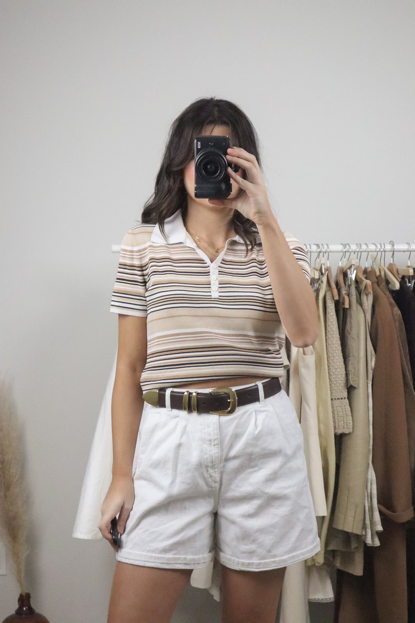 Vintage x Striped Collared Top (M)