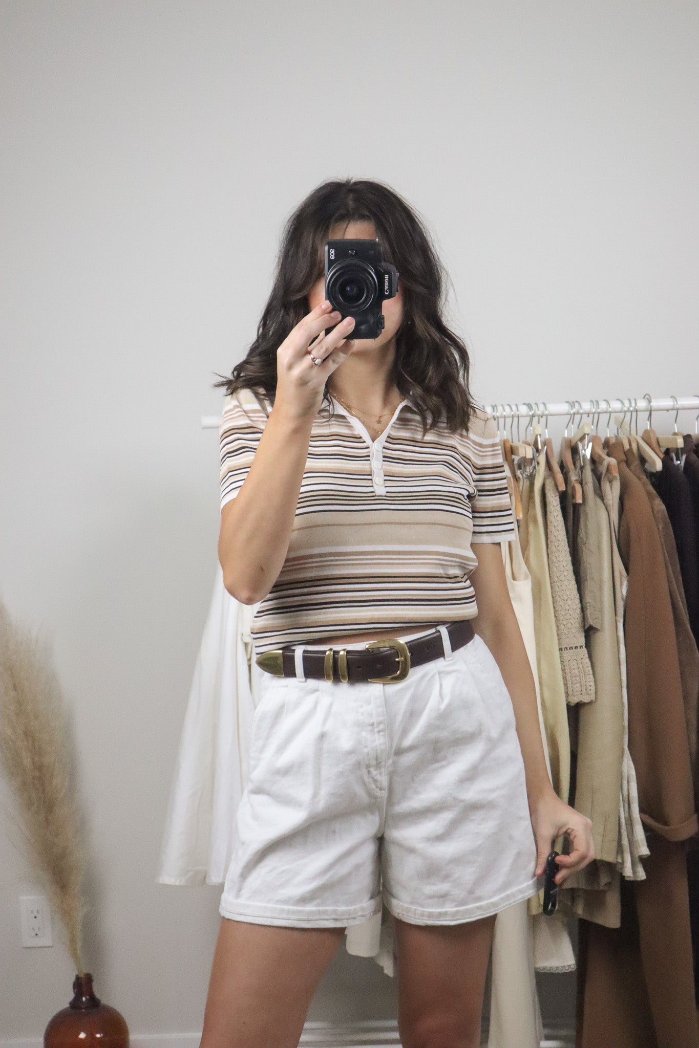 Vintage x Striped Collared Top (M)