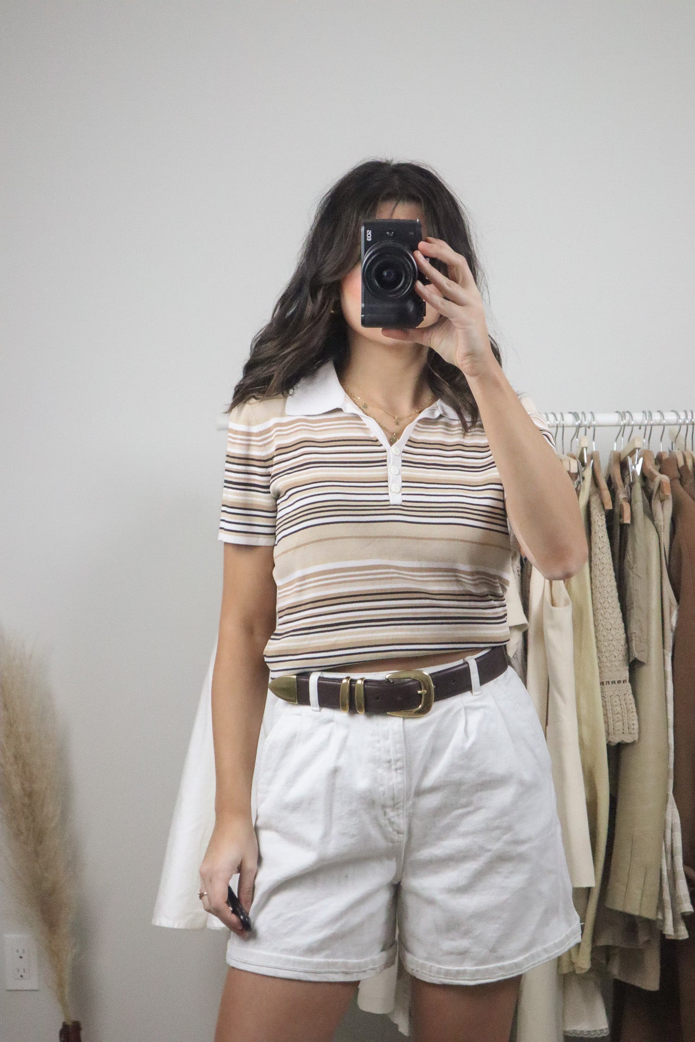 Vintage x Striped Collared Top (M)