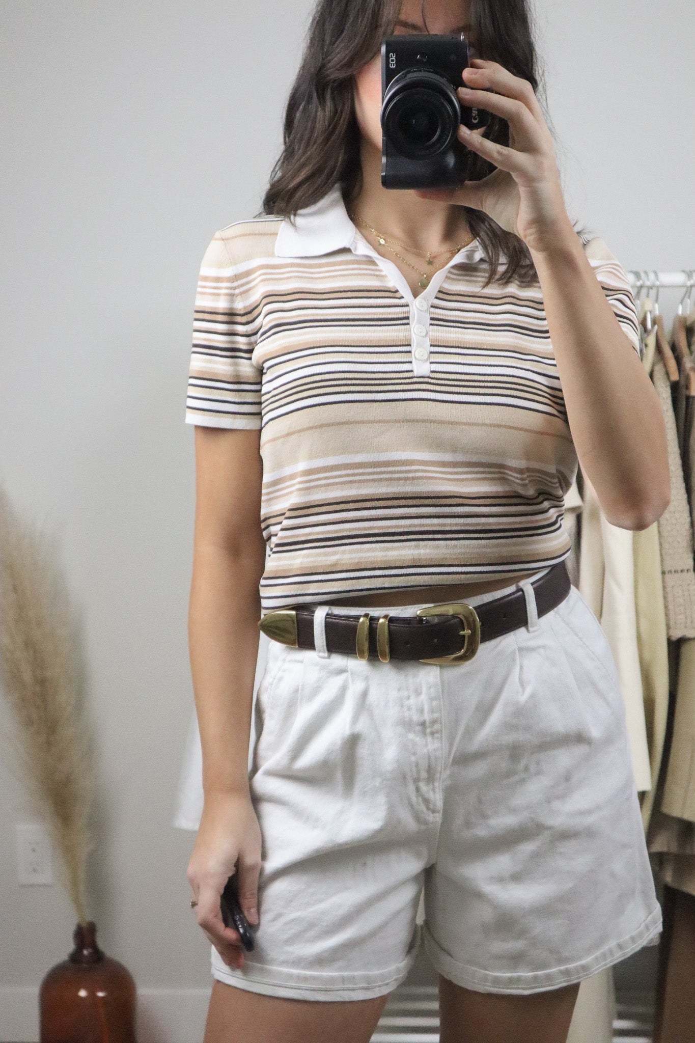 Vintage x Striped Collared Top (M)