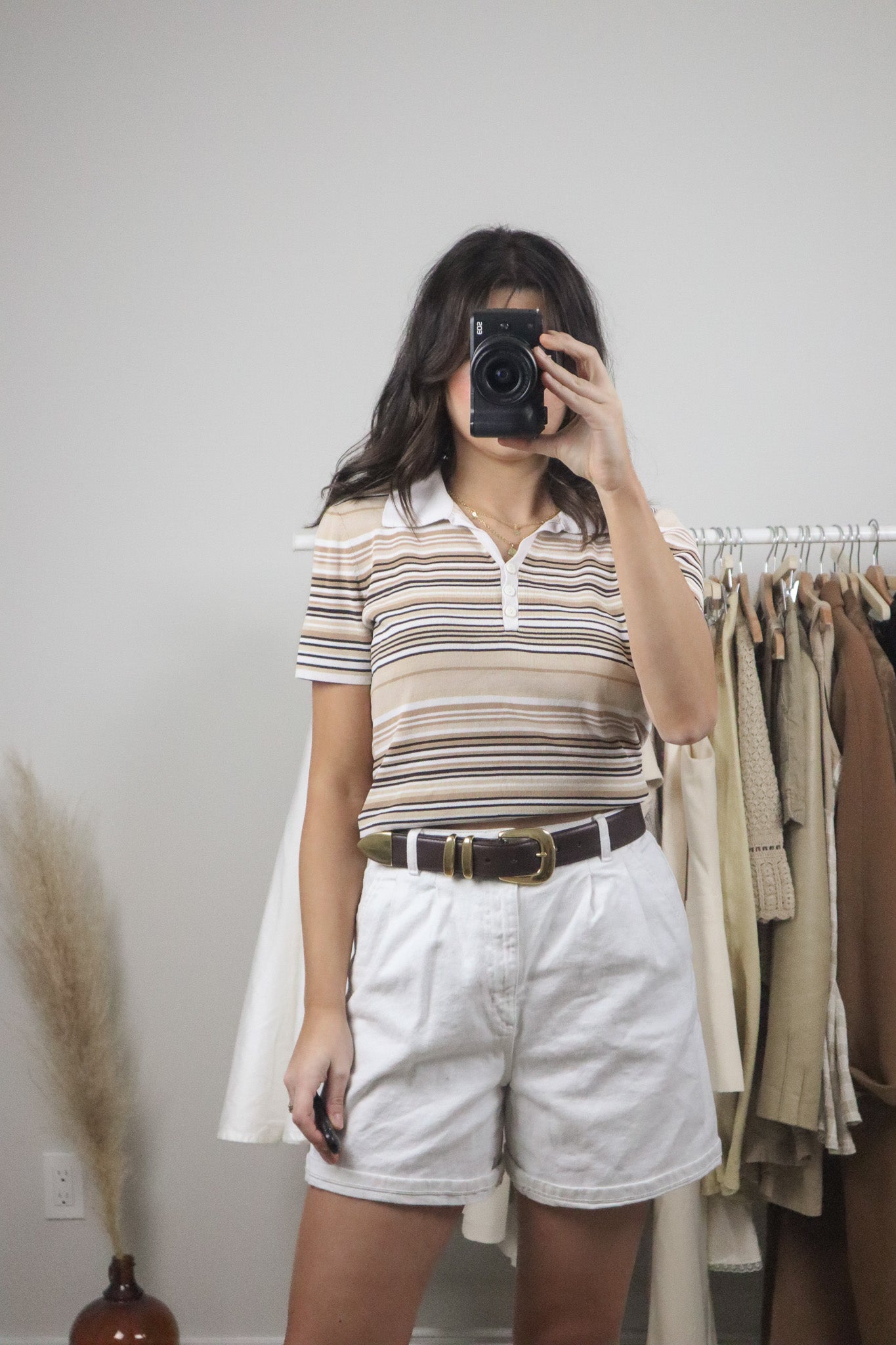 Vintage x Striped Collared Top (M)