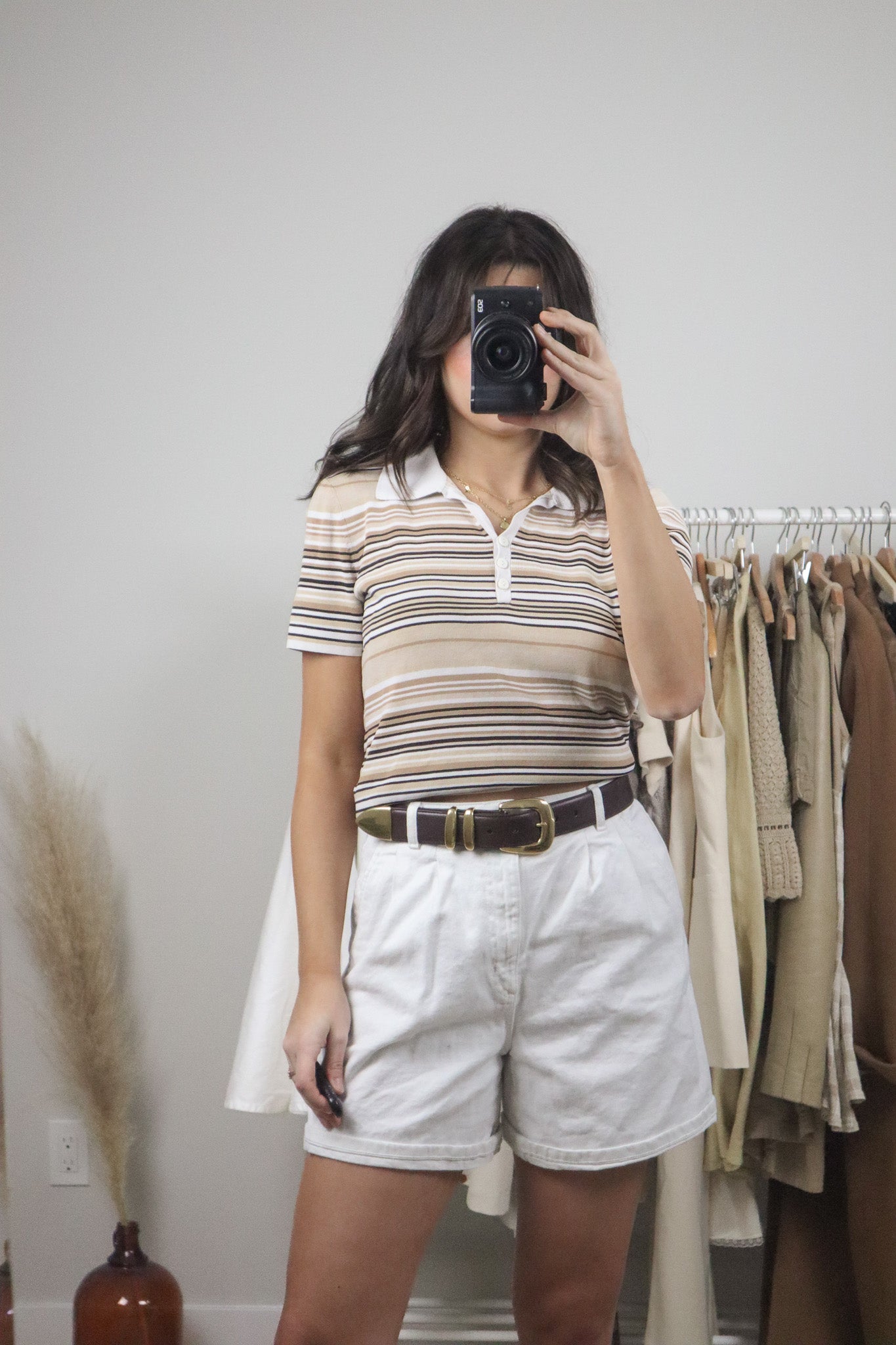 Vintage x Striped Collared Top (M)