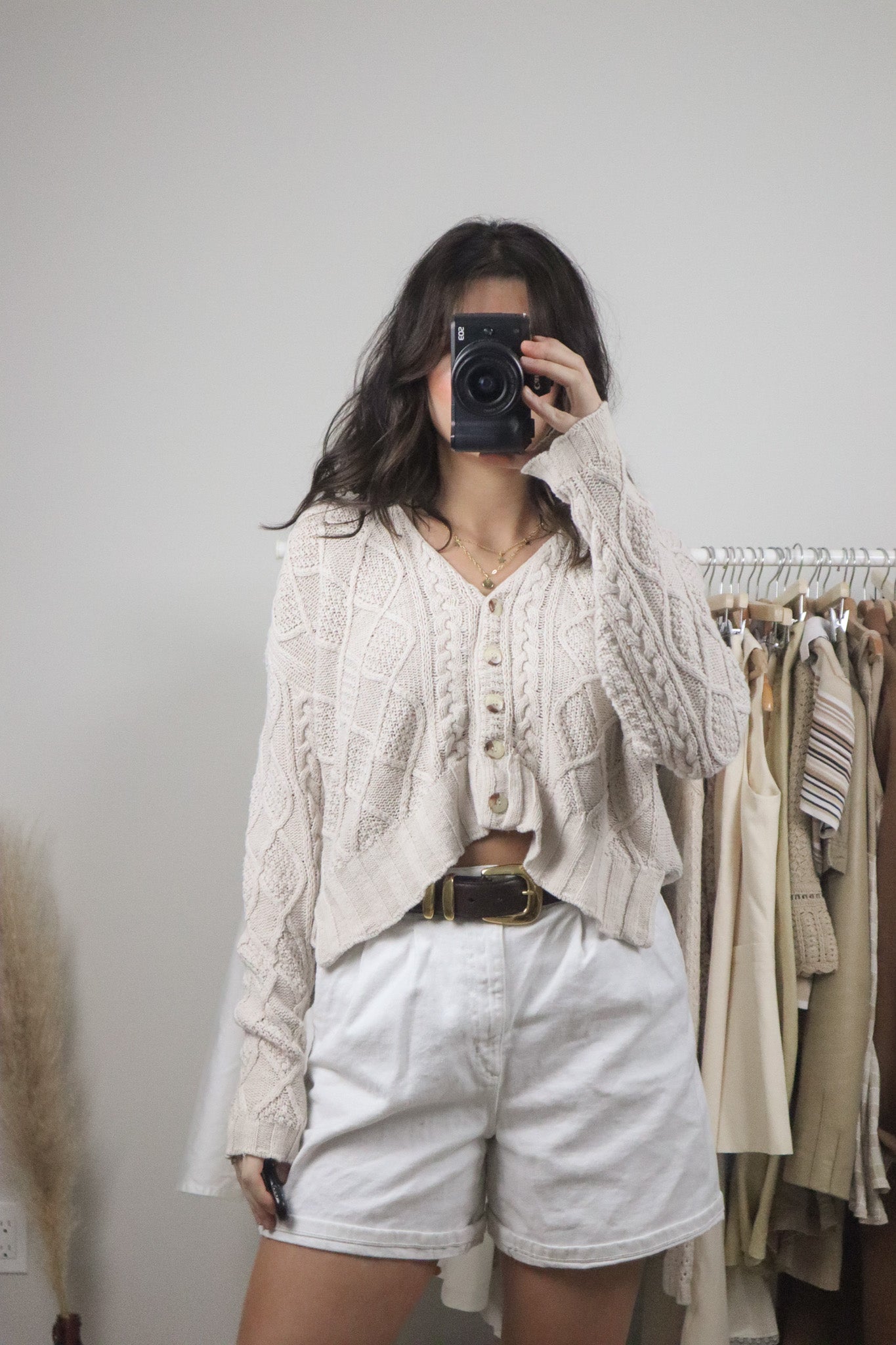Vintage x Cropped Cable Knit Sweater (S/M)