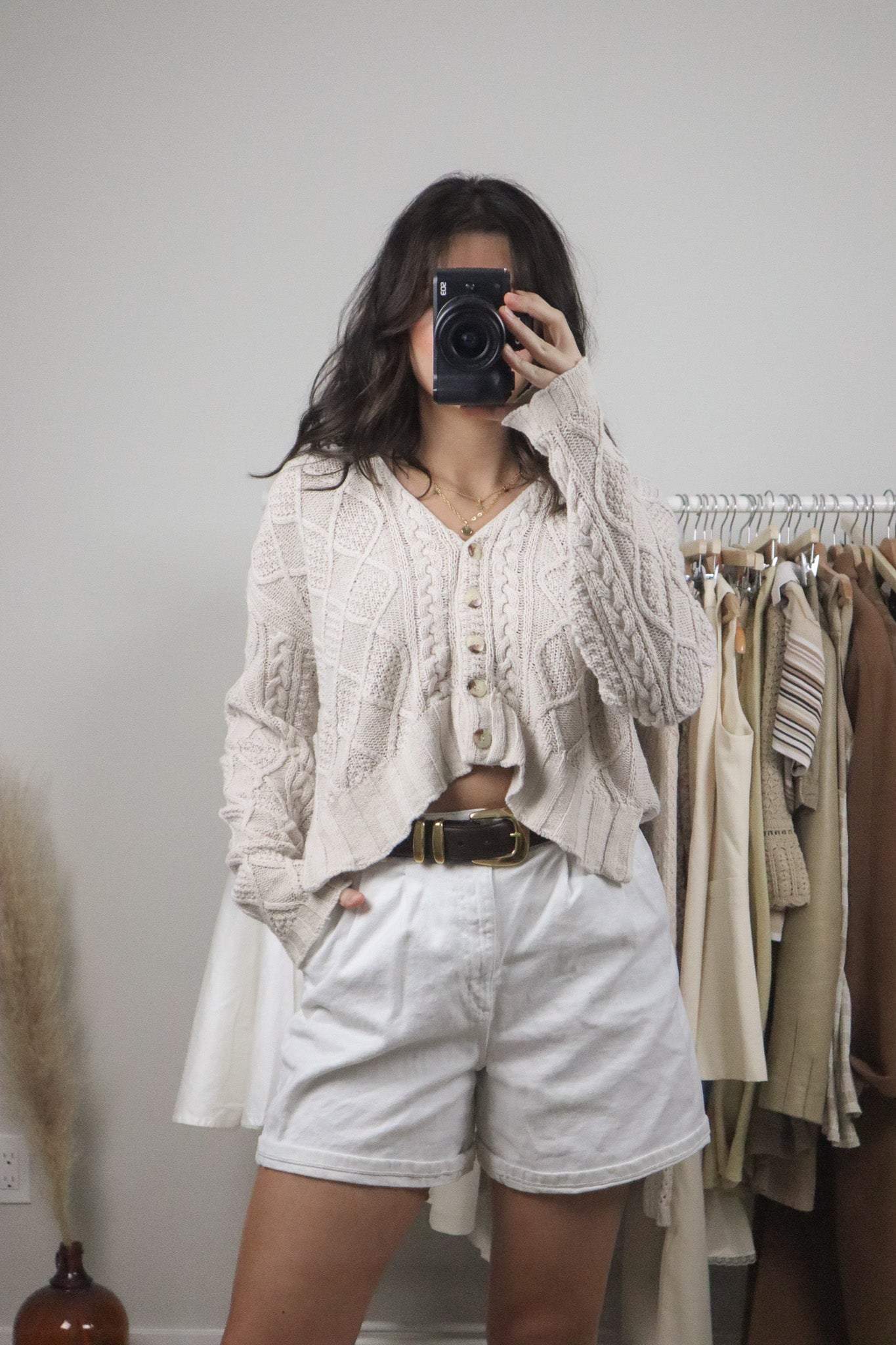 Vintage x Cropped Cable Knit Sweater (S/M)