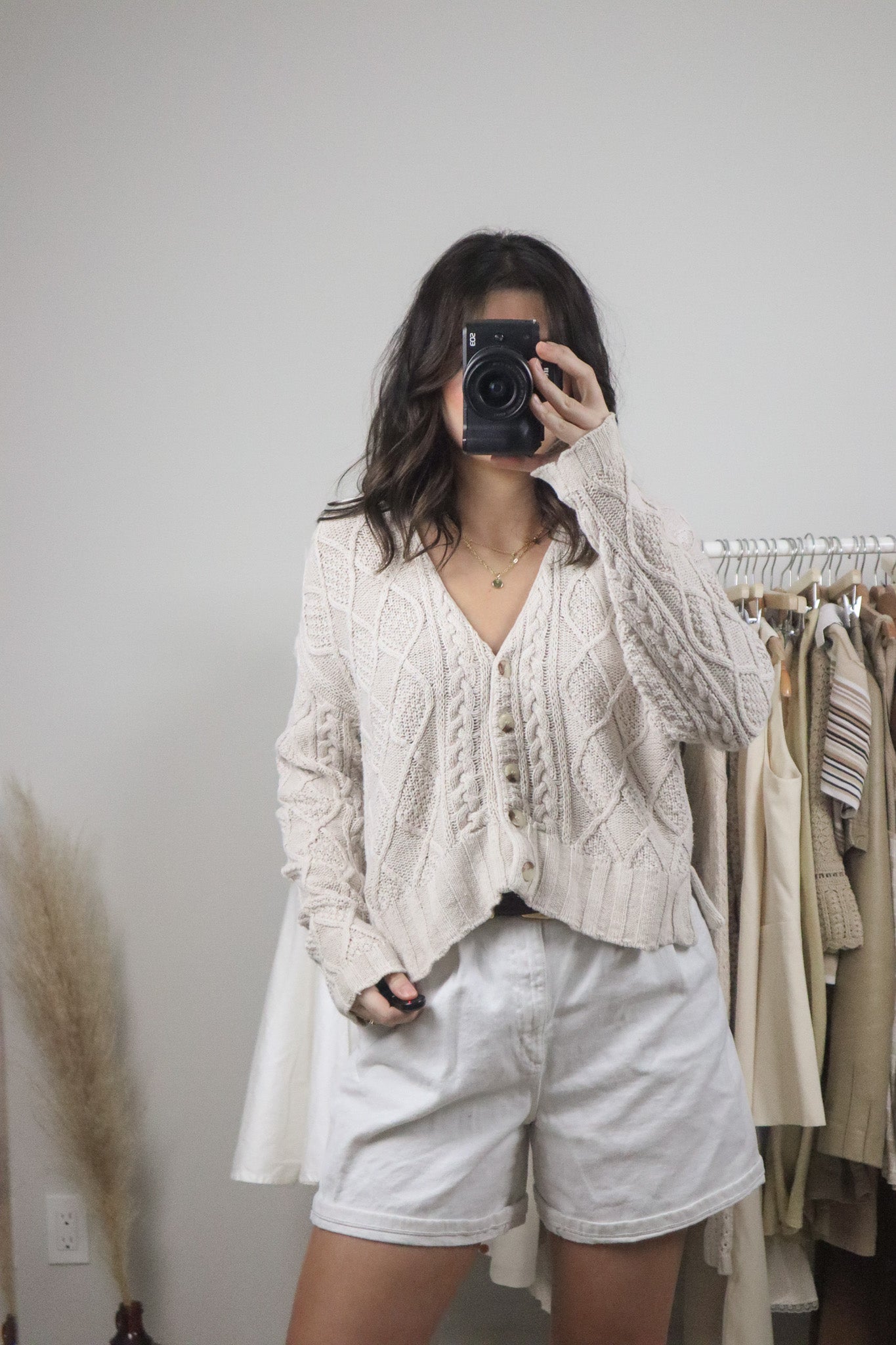 Vintage x Cropped Cable Knit Sweater (S/M)