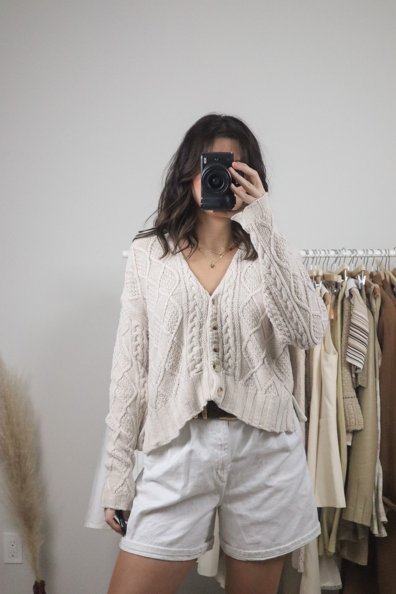 Vintage x Cropped Cable Knit Sweater (S/M)