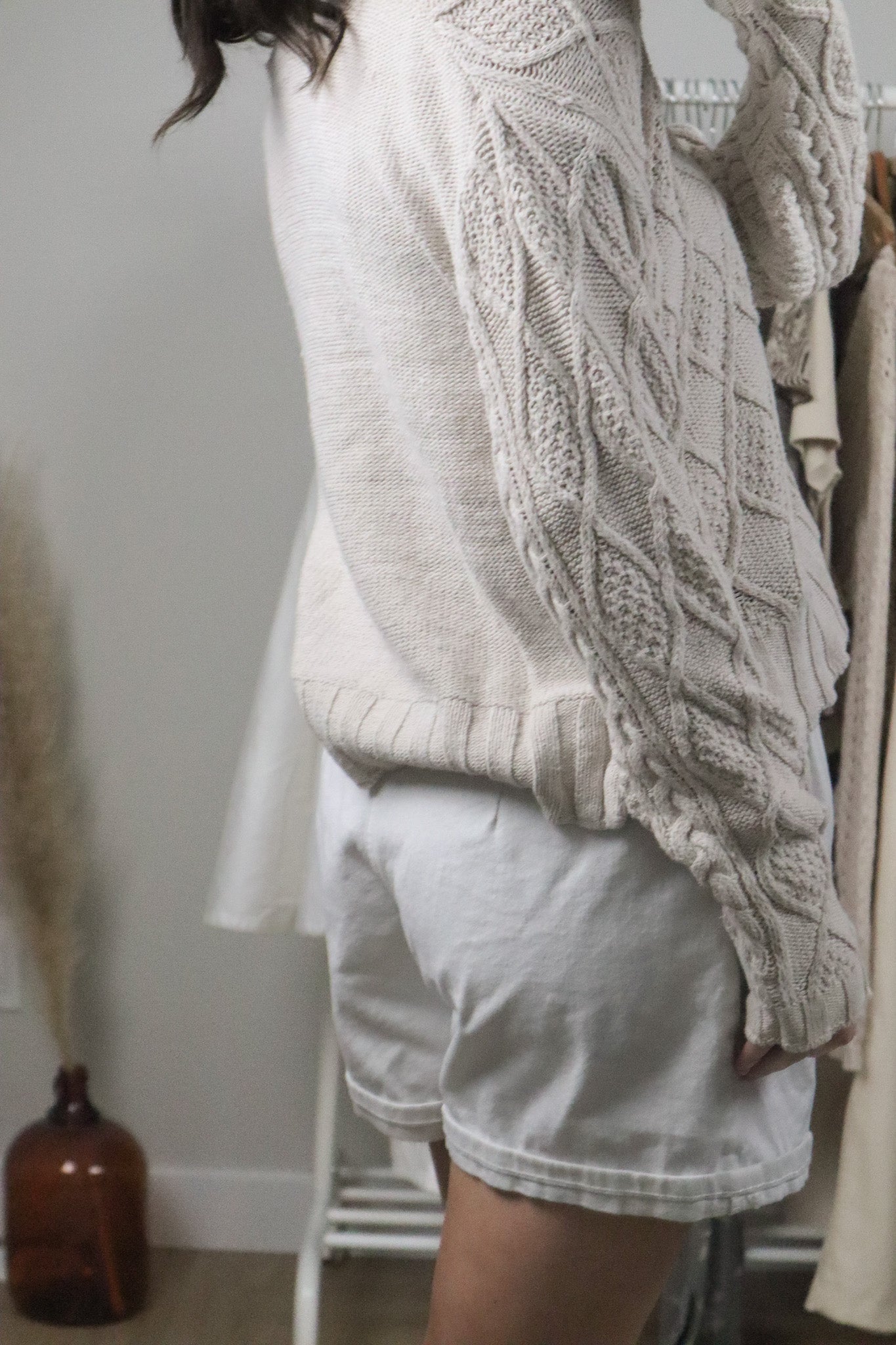 Vintage x Cropped Cable Knit Sweater (S/M)