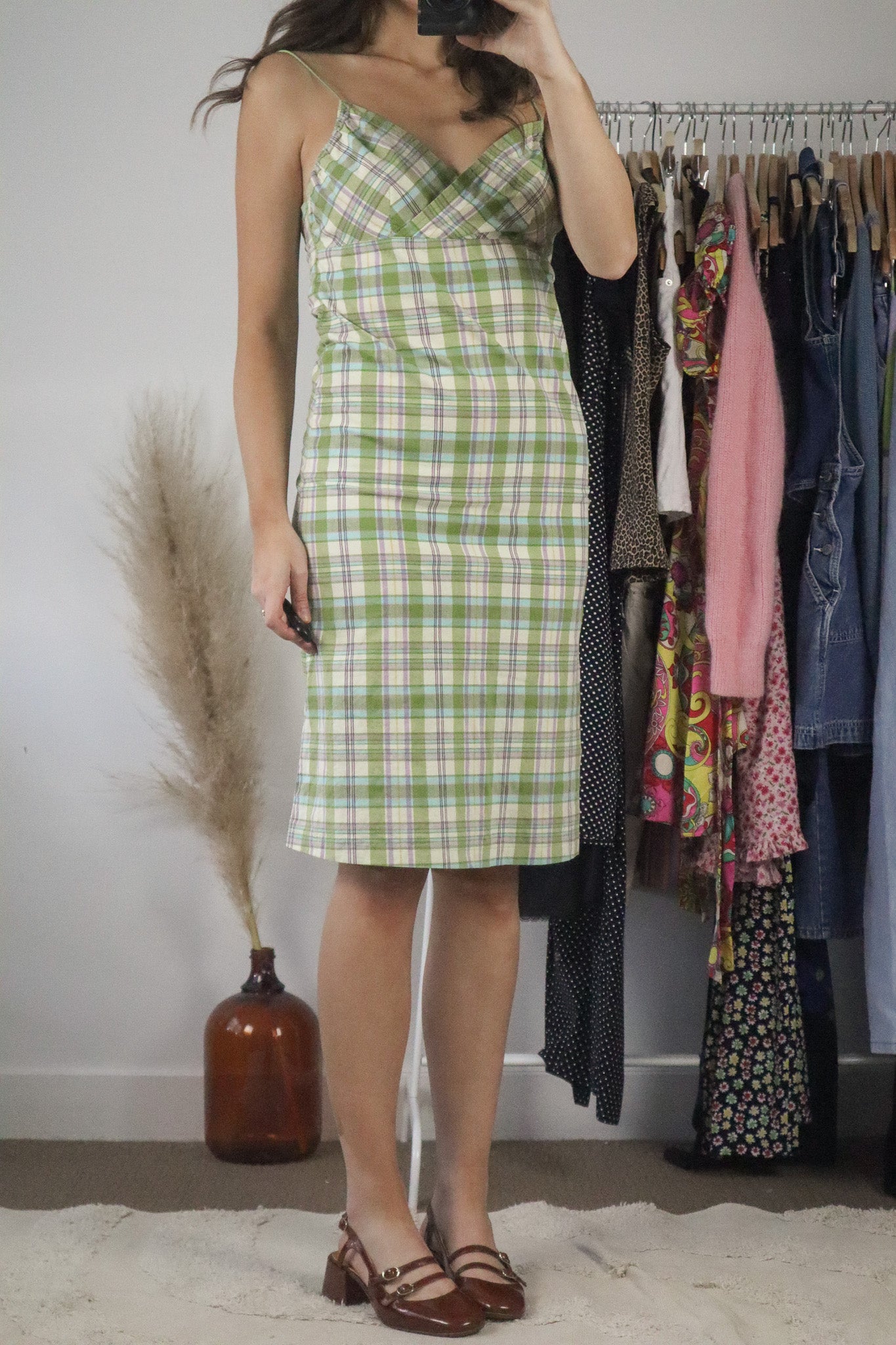 Vintage x Plaid Midi Dress (XS/S)