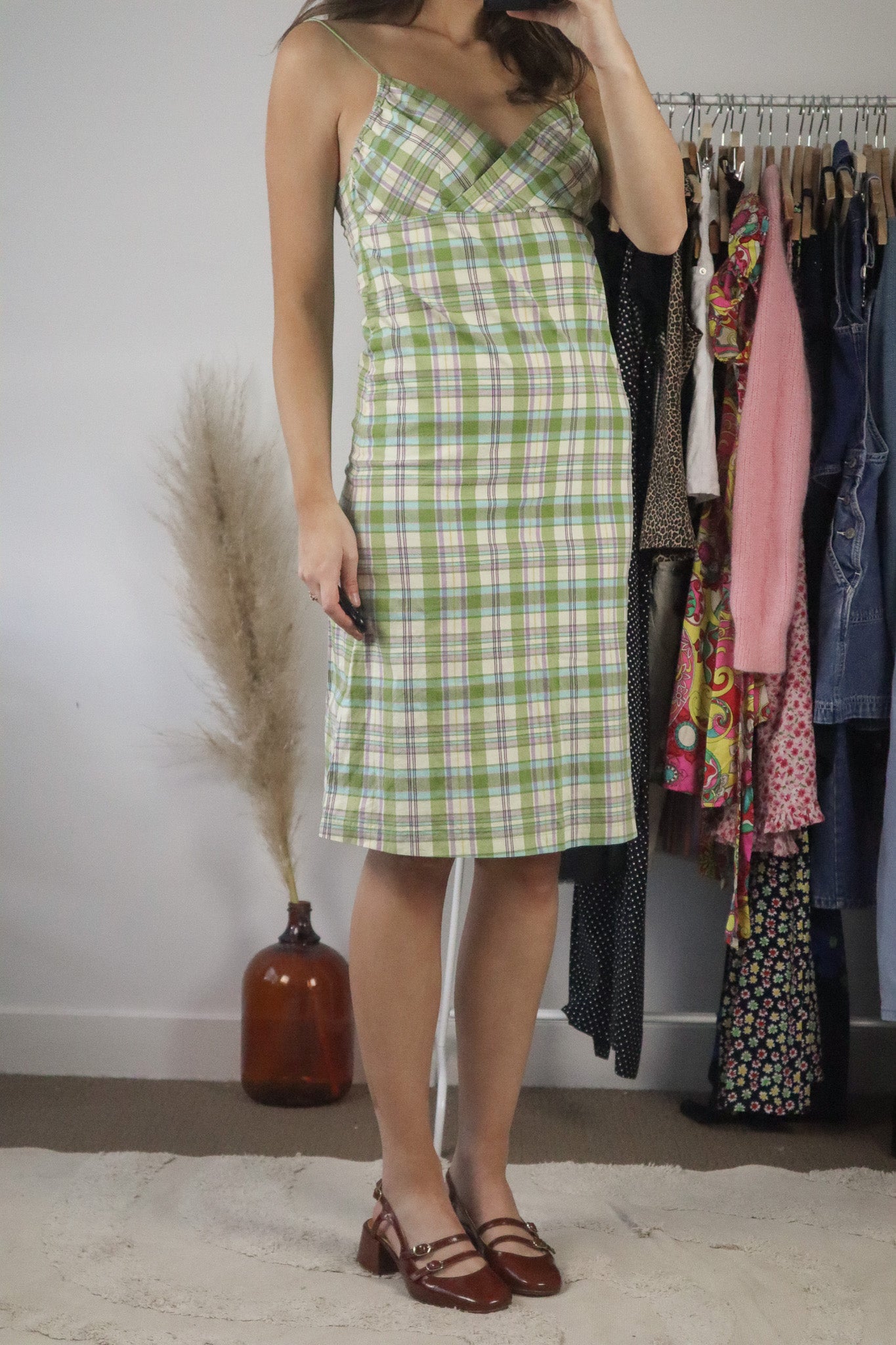 Vintage x Plaid Midi Dress (XS/S)