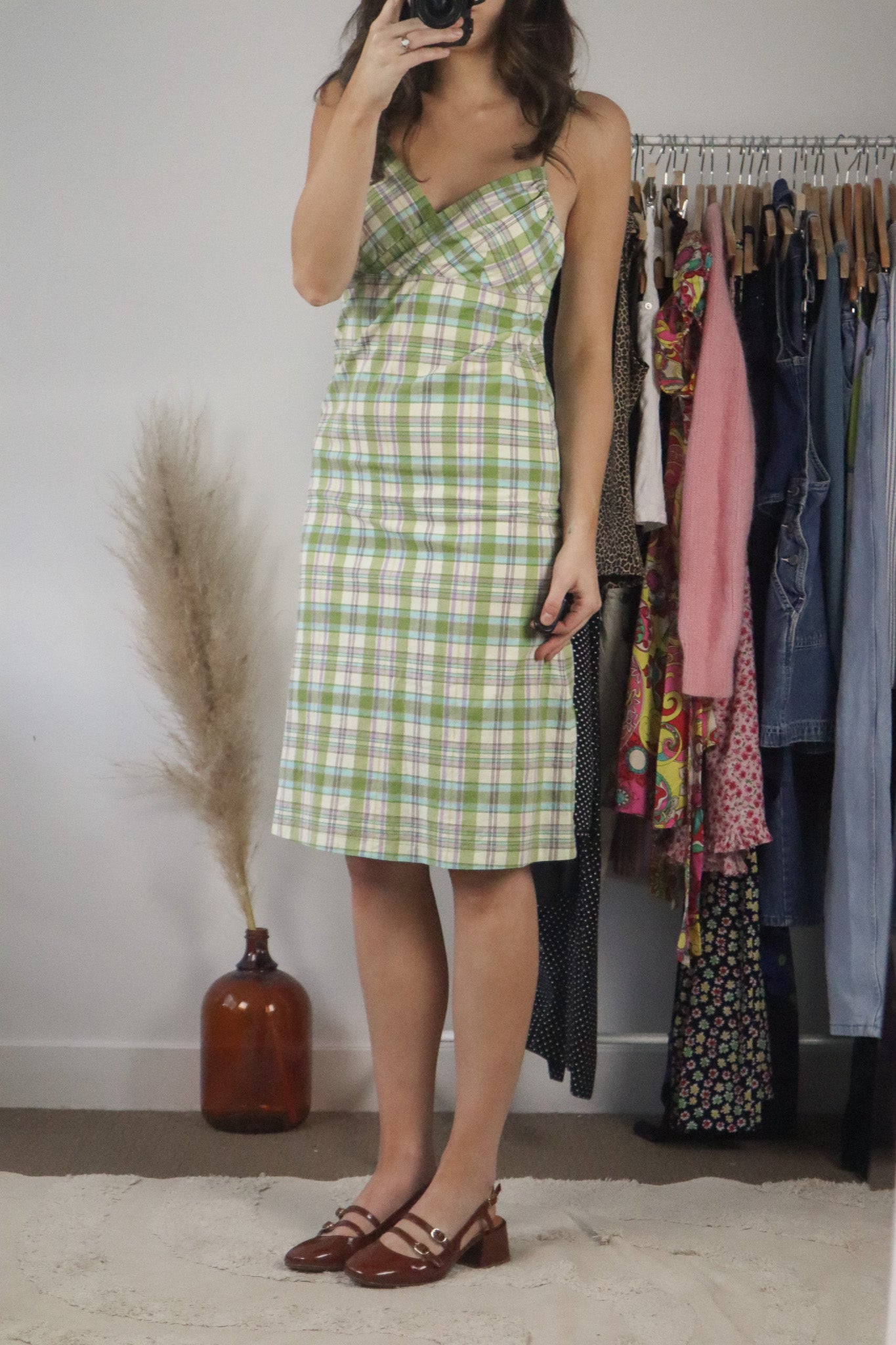 Vintage x Plaid Midi Dress (XS/S)