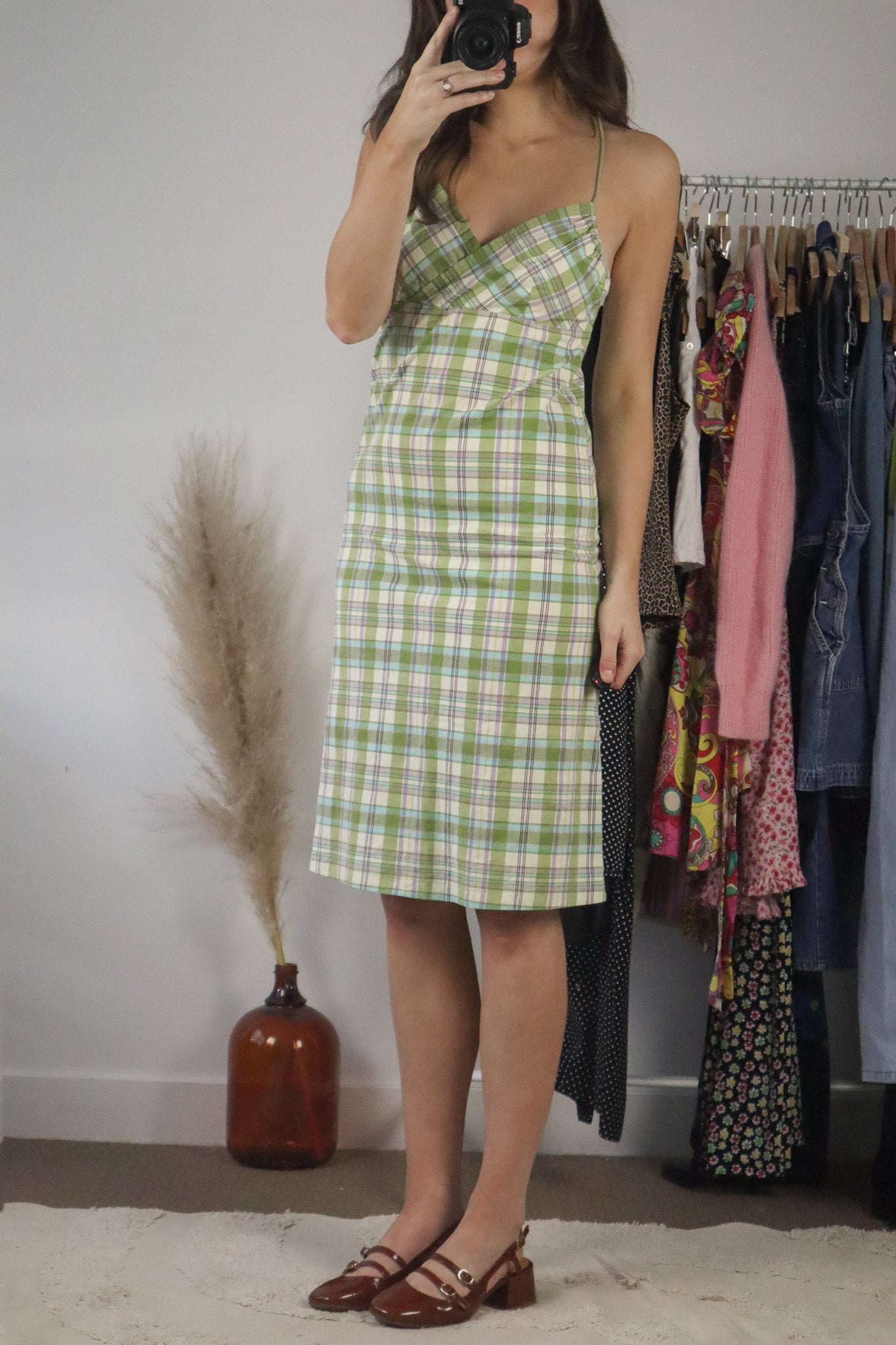 Vintage x Plaid Midi Dress (XS/S)