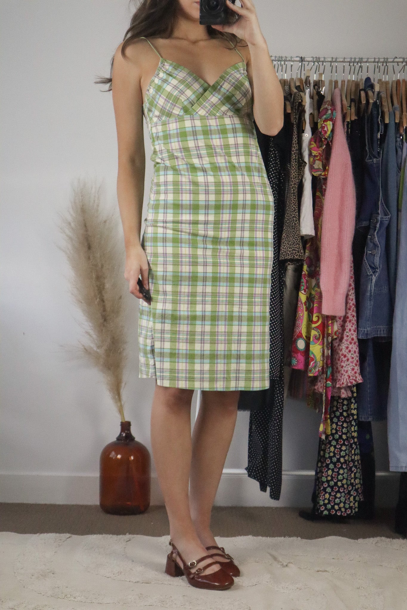 Vintage x Plaid Midi Dress (XS/S)