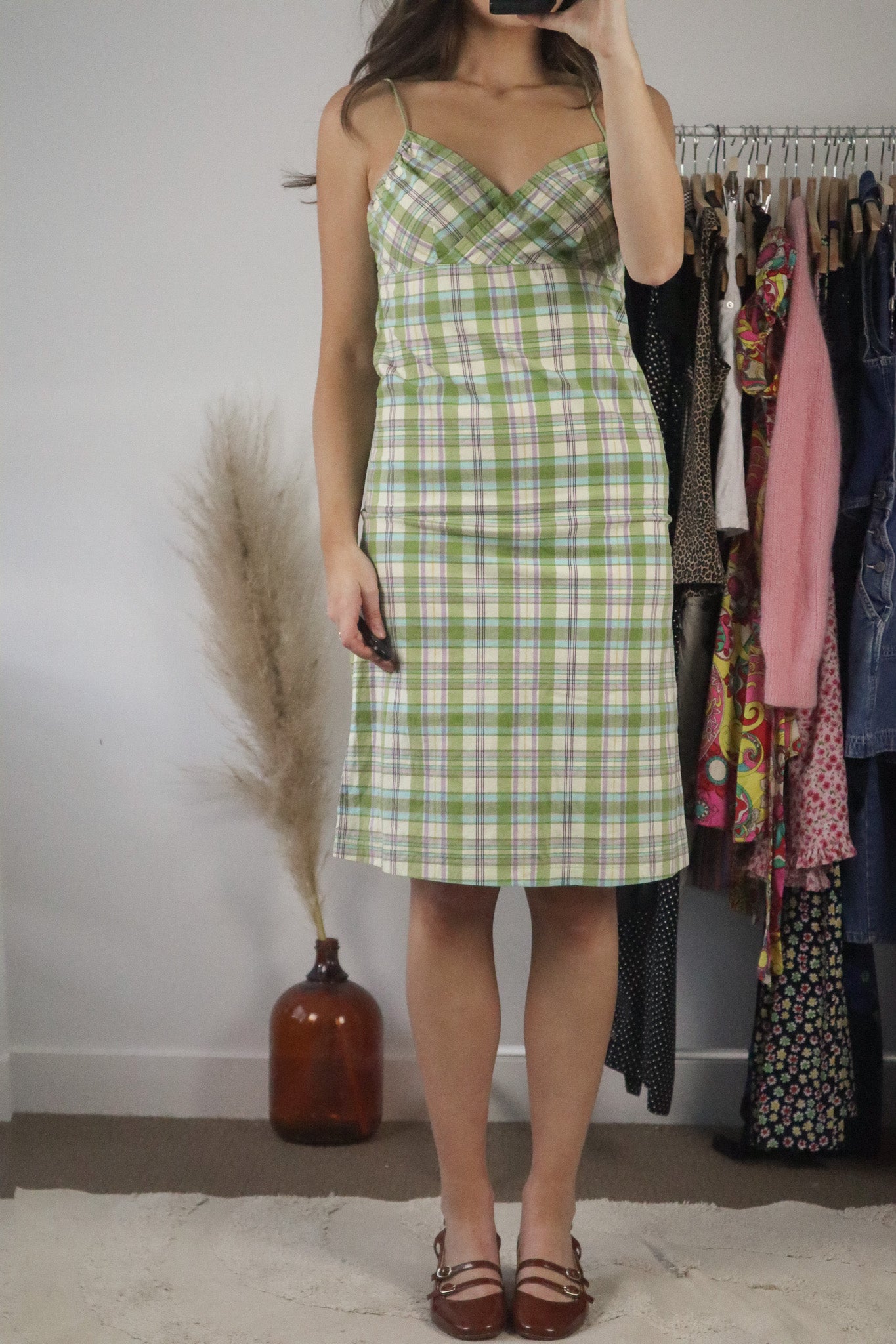 Vintage x Plaid Midi Dress (XS/S)