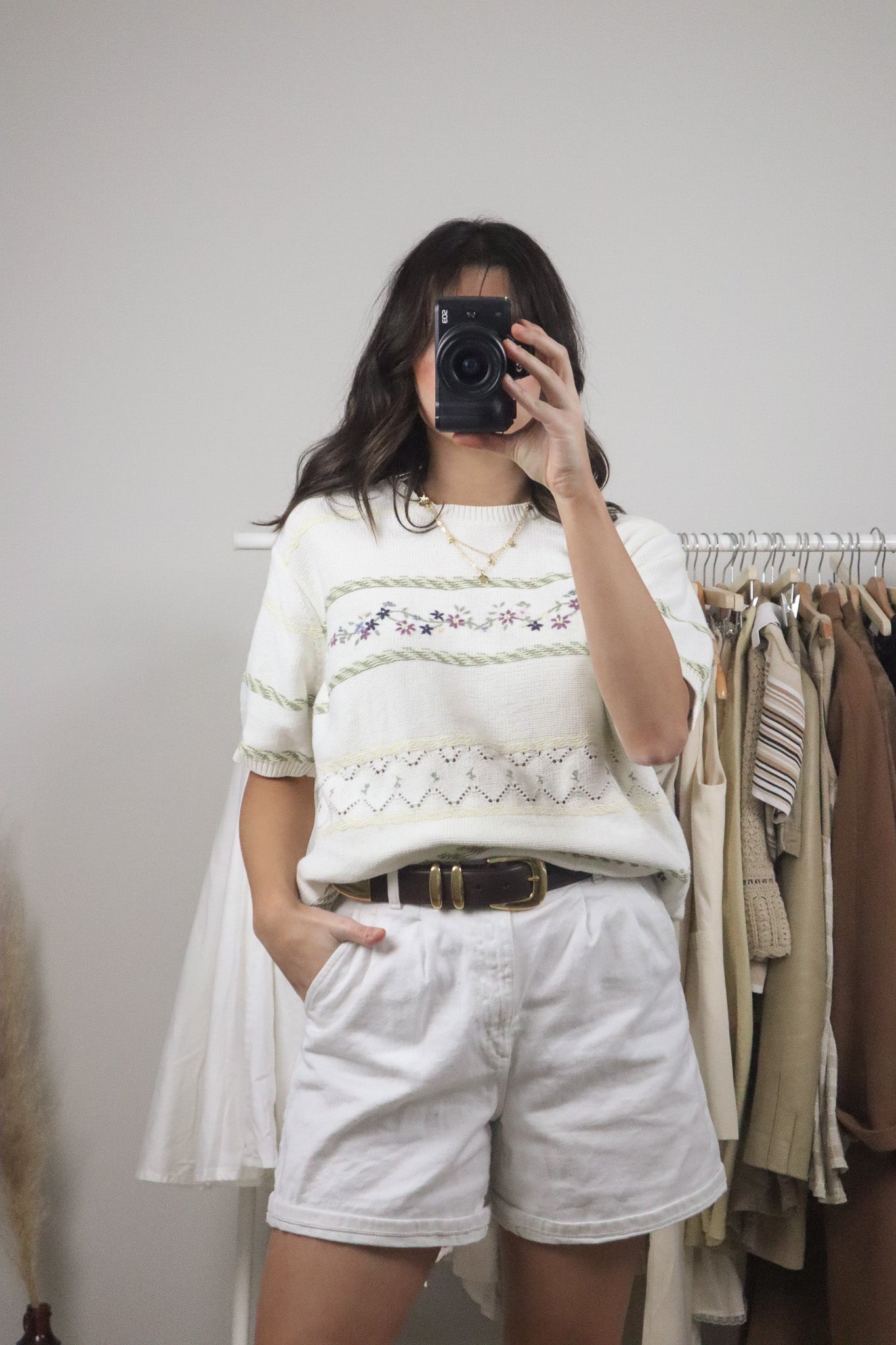 Vintage x Cotton Embroidered/Beaded Short-Sleeve Knit (M/L)