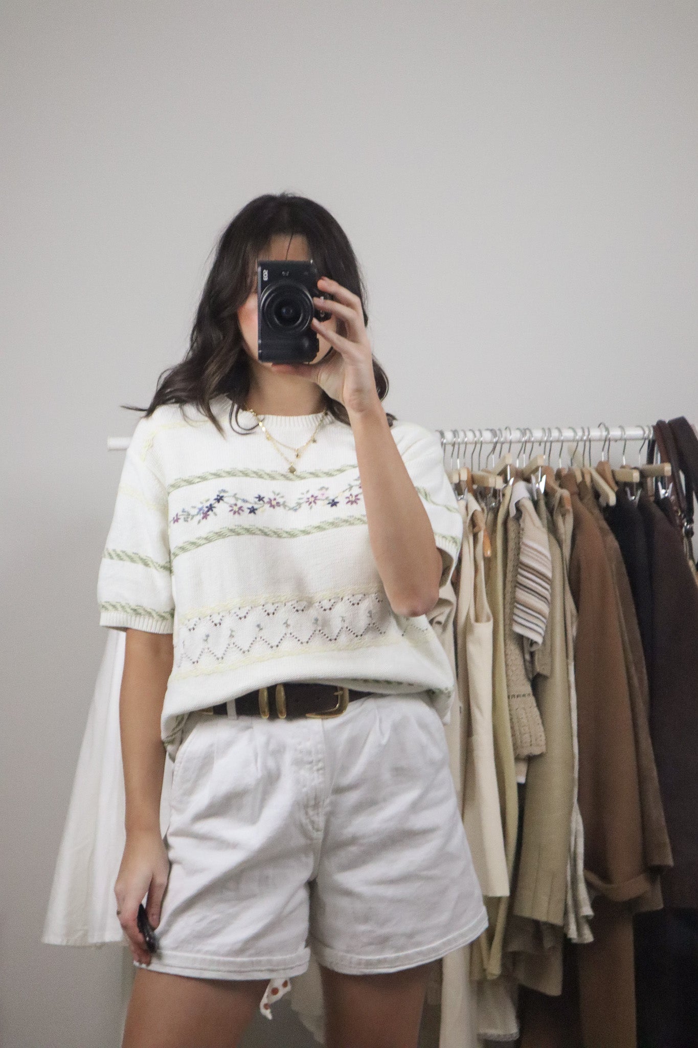 Vintage x Cotton Embroidered/Beaded Short-Sleeve Knit (M/L)