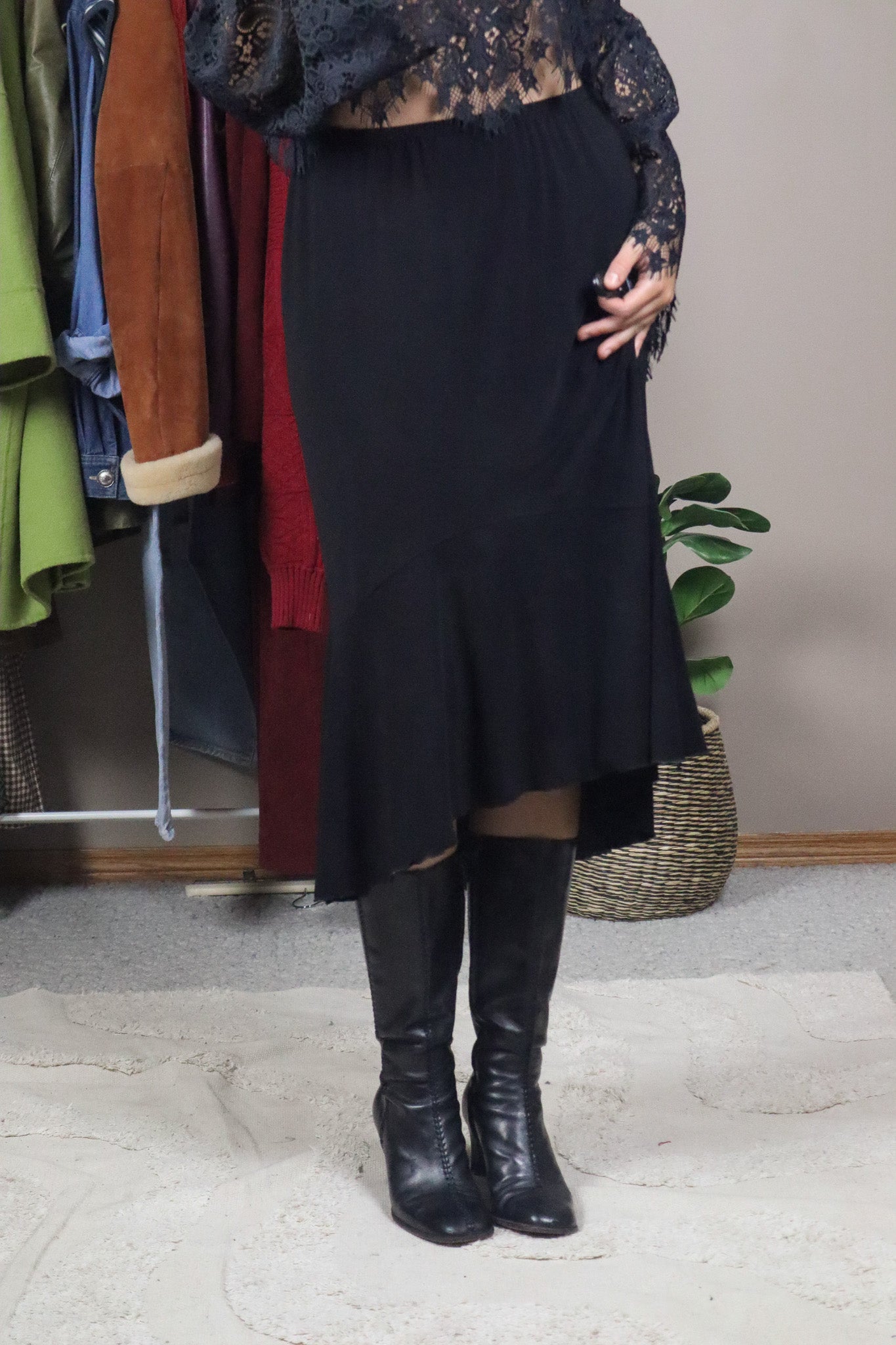 Vintage x Leather Stitched Boots (7.5/8)