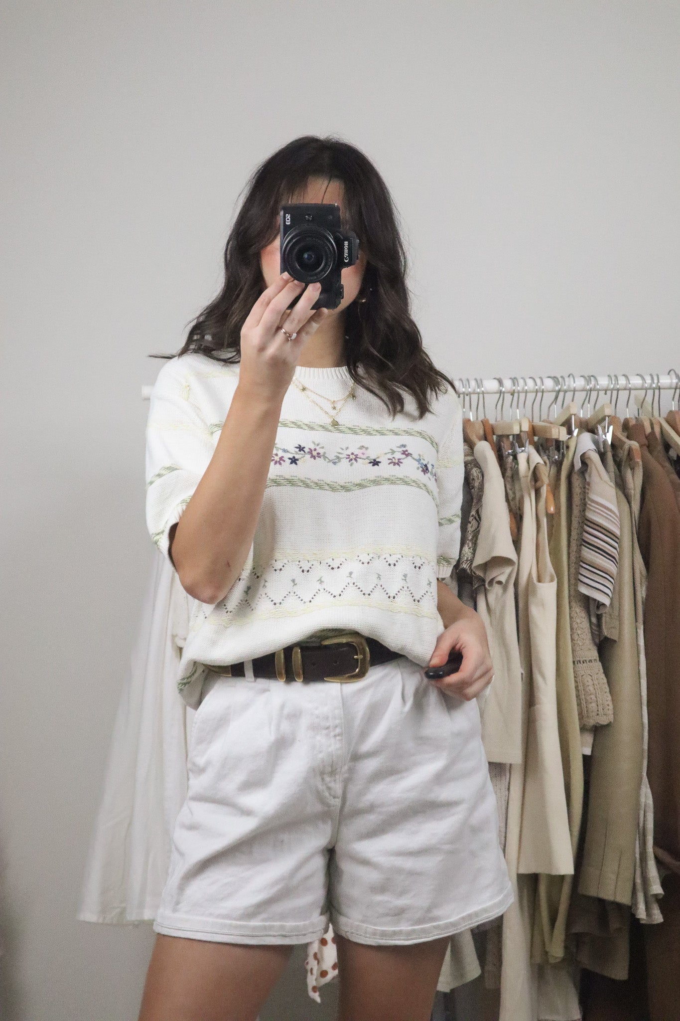 Vintage x Cotton Embroidered/Beaded Short-Sleeve Knit (M/L)