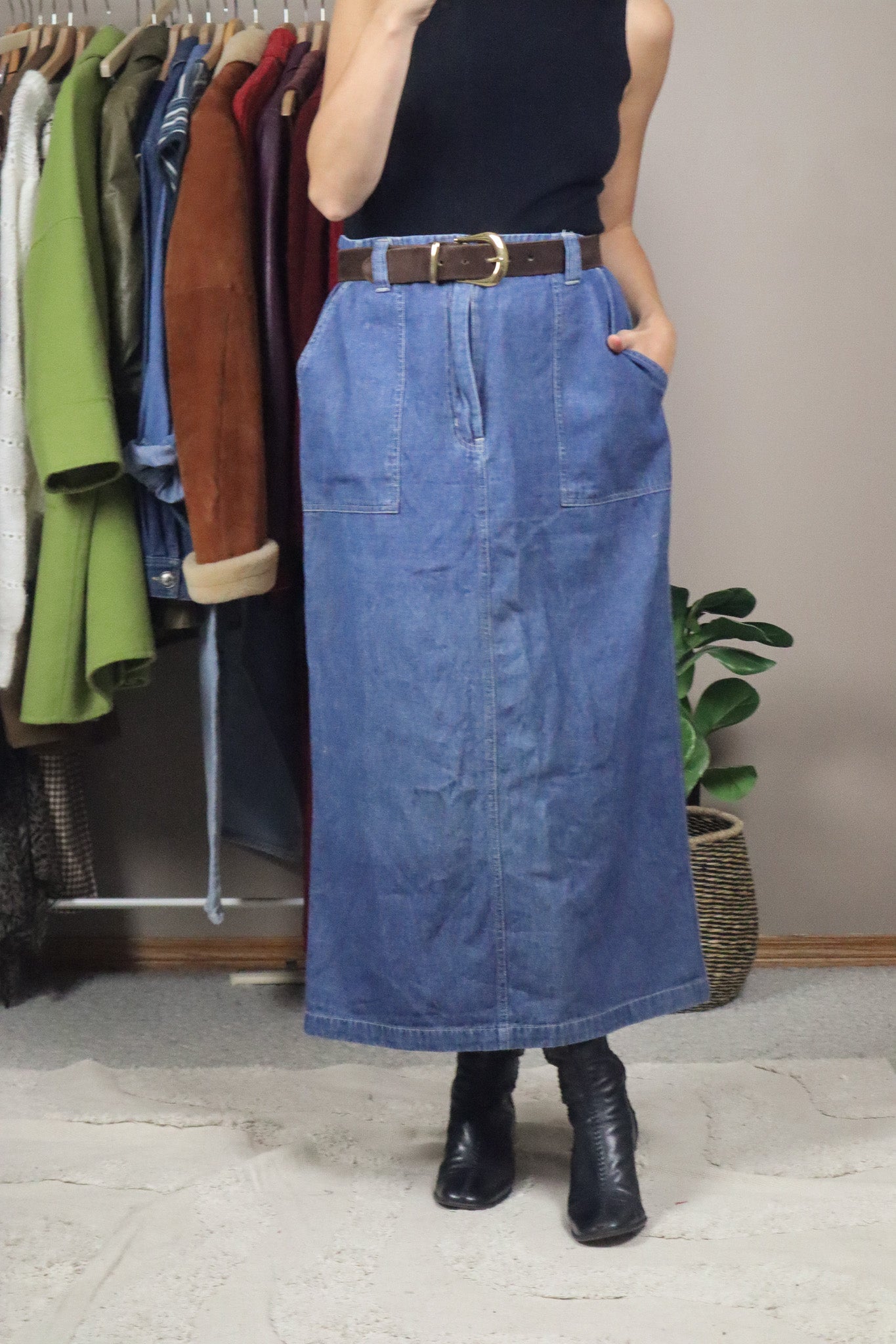 Vintage x Denim Maxi Skirt (12/14)